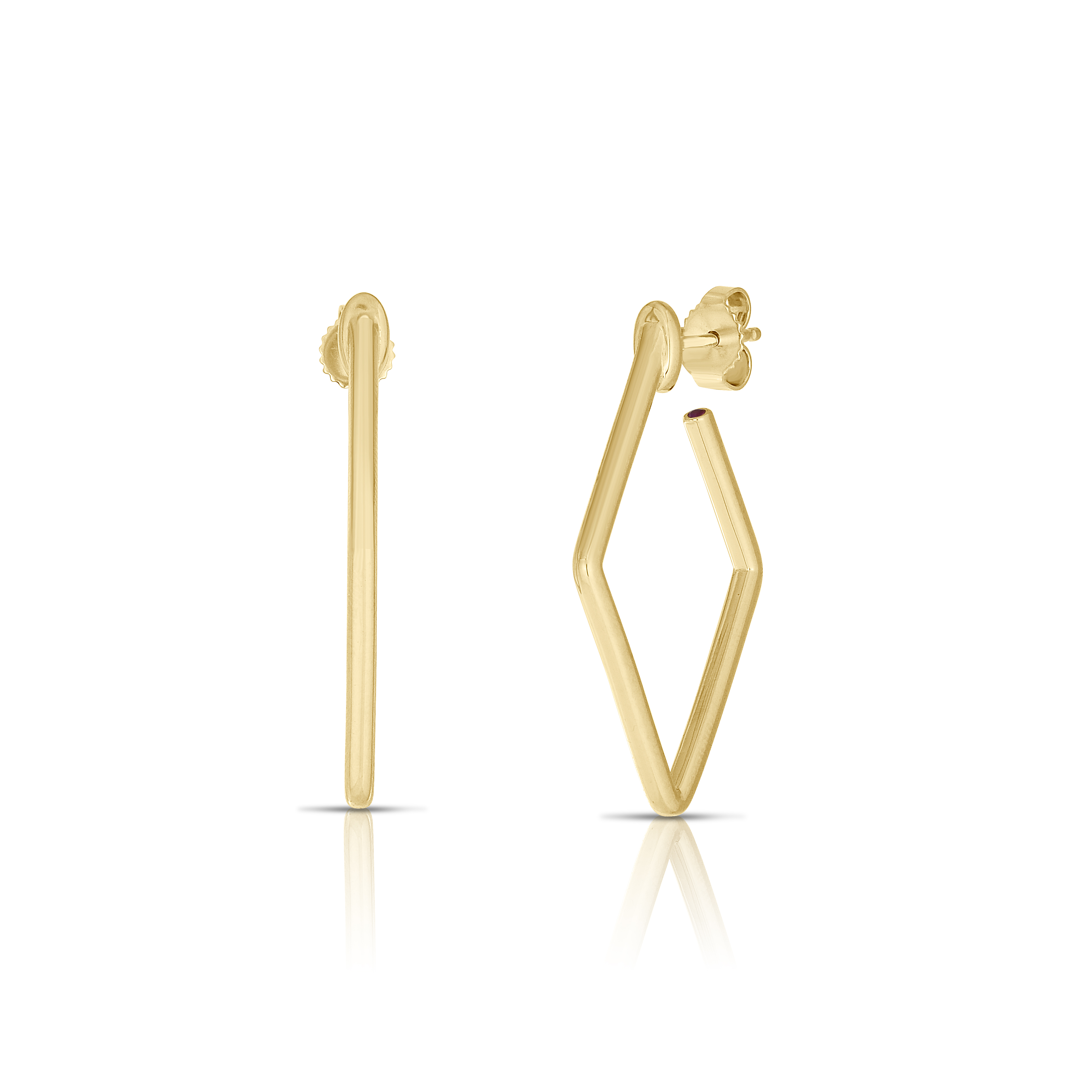 18k Yellow Designer Gold Small Square Hoop Earrings