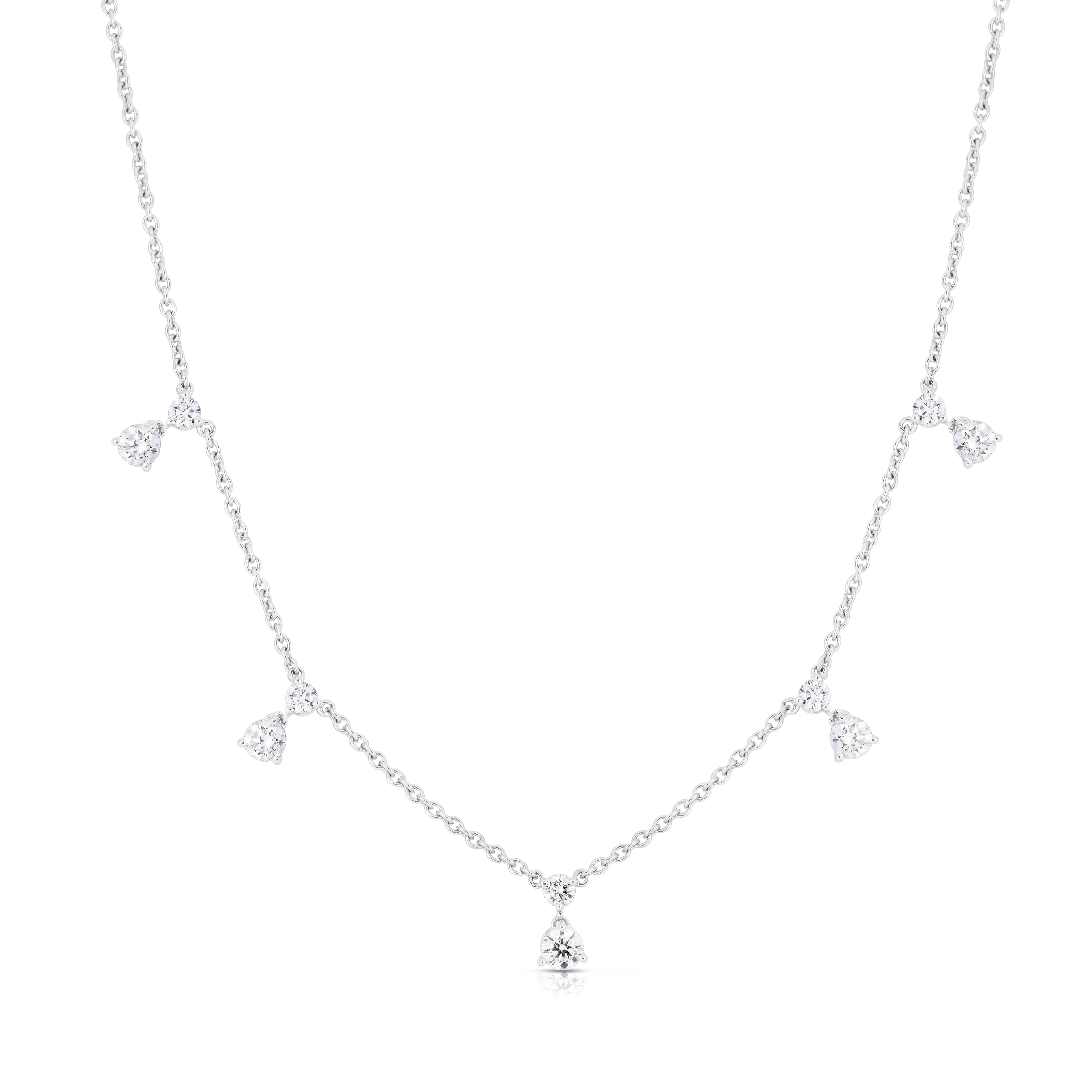 18k White Gold Diamonds By The Inch Dangling Five Station Necklace