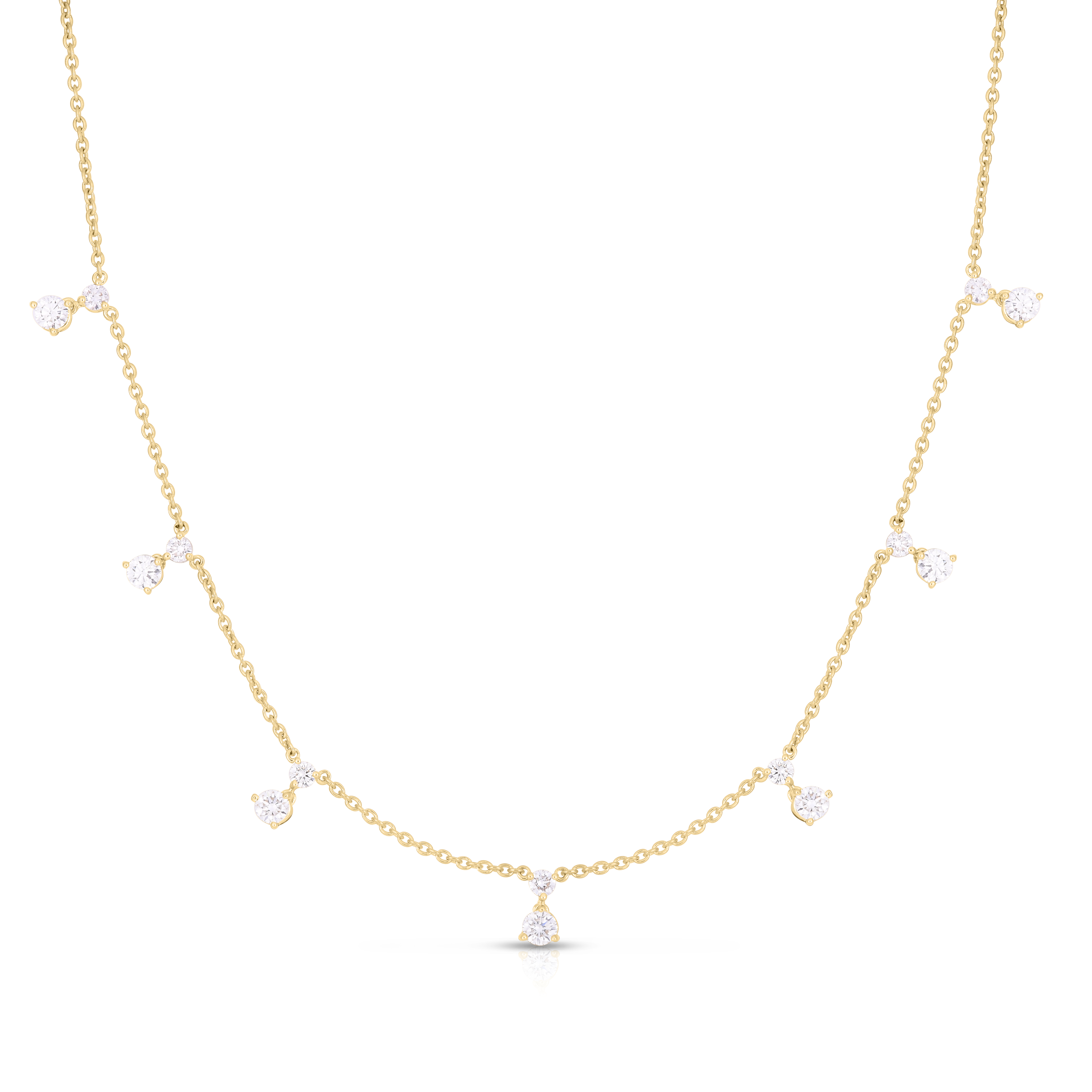 18k Yellow Gold Diamonds By The Inch Dangling 7 Station Necklace