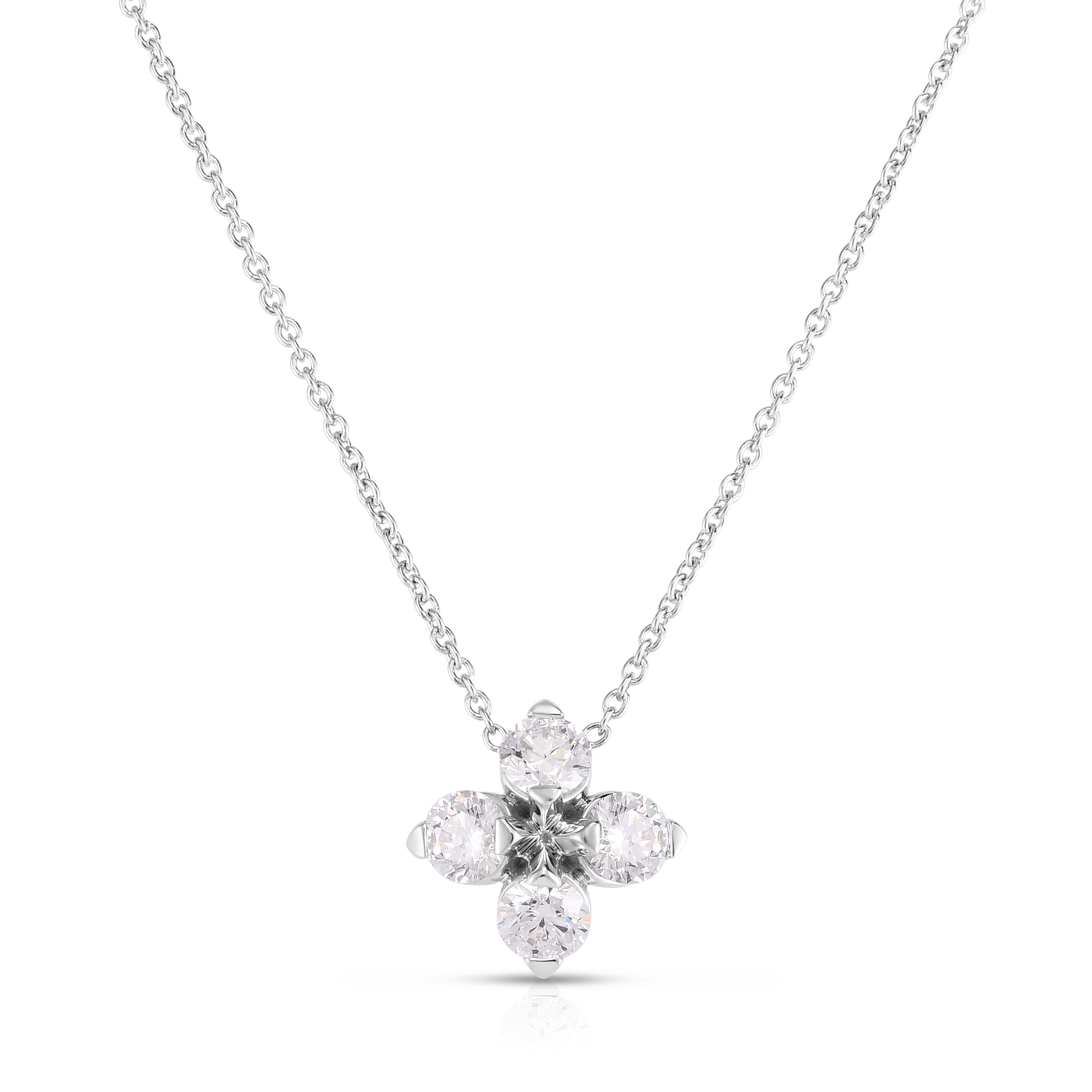18k White Gold Love In Verona Diamond Flower Necklace