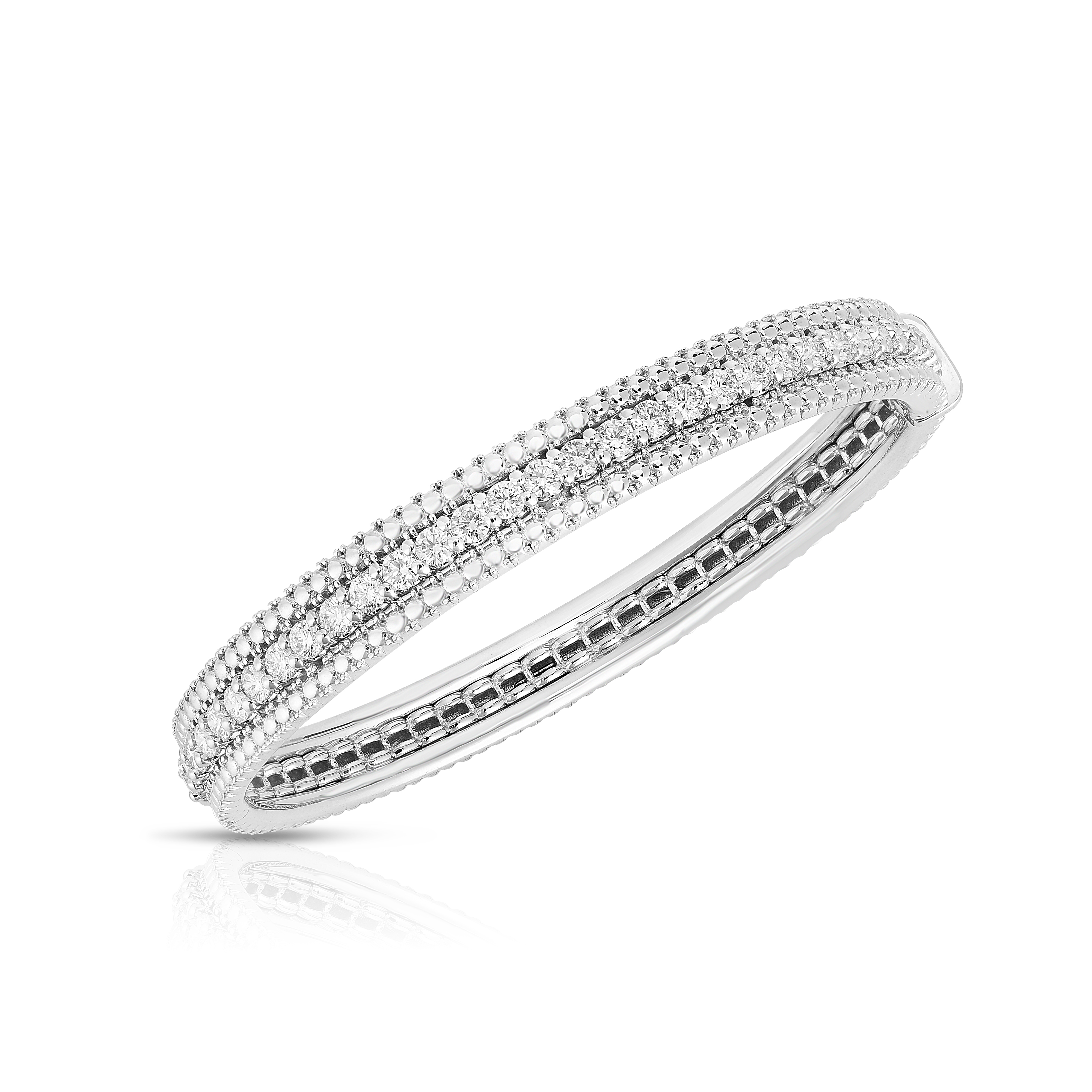 18k White Gold Siena Diamond 1 Row Bangle