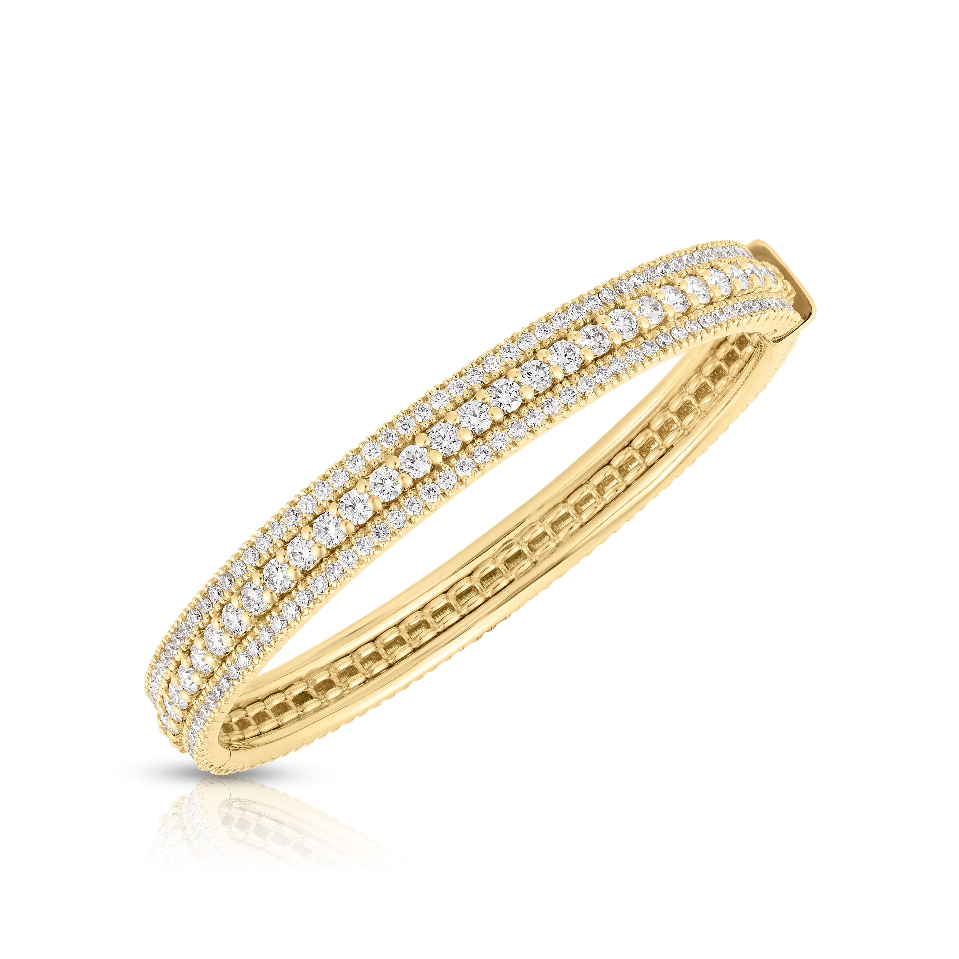 18k Yellow Gold Siena Diamond Three Row Bangle