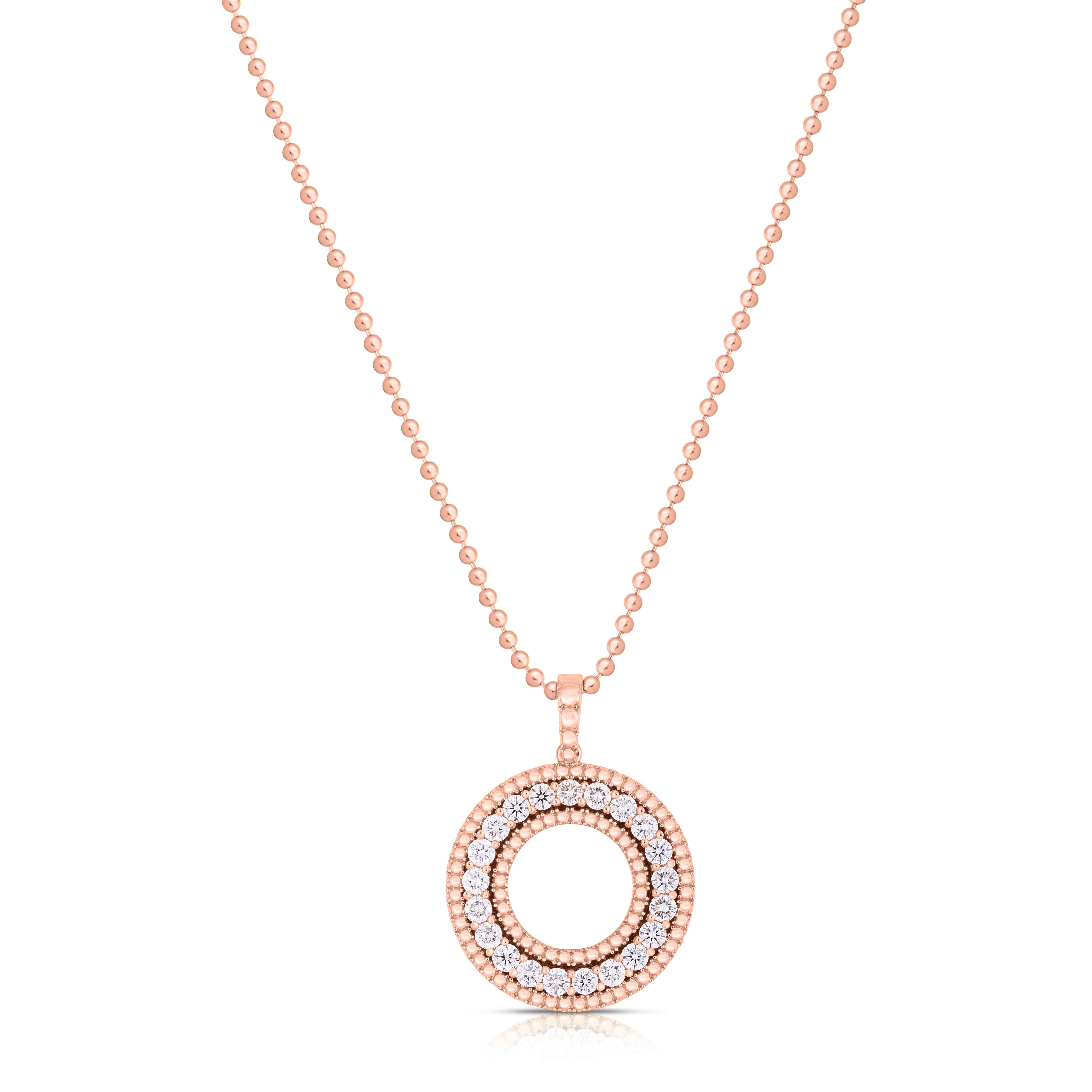 18k Rose Gold Siena Large Diamond Circle Necklace