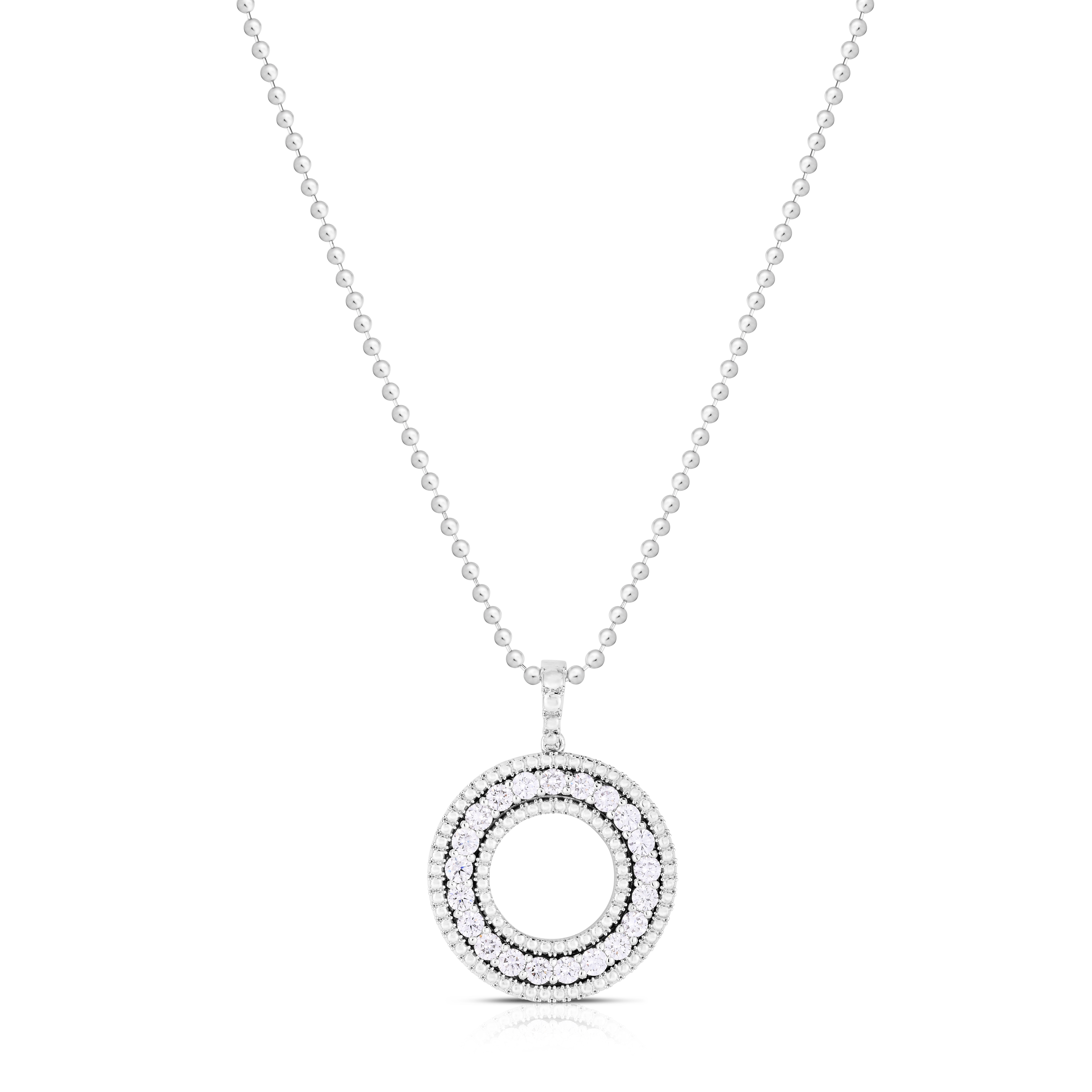 18k White Gold Siena Large Diamond Circle Necklace