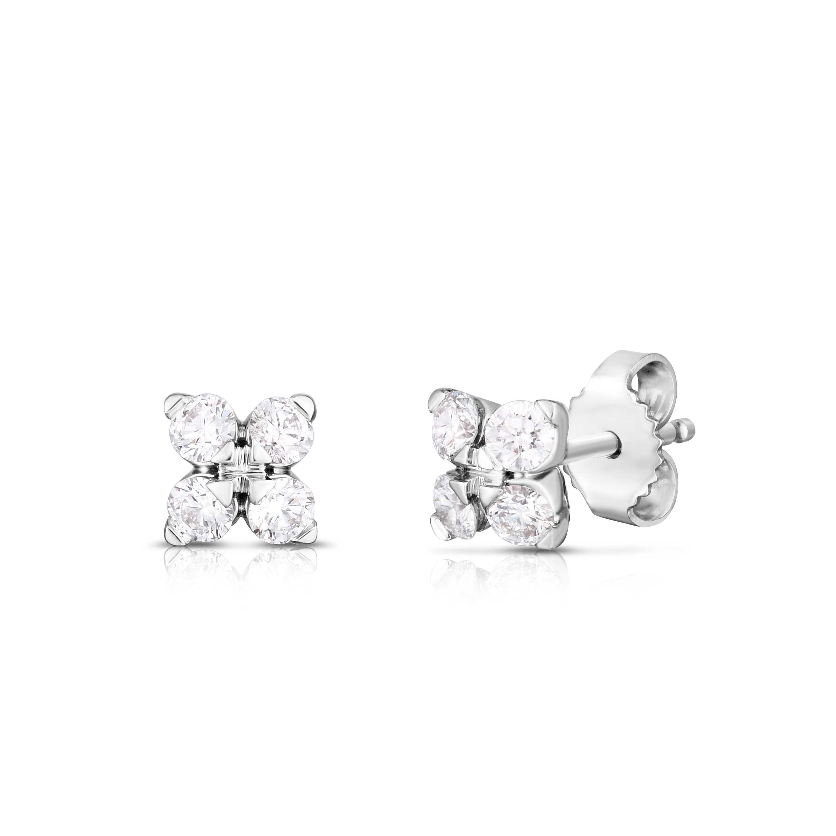 18k White Gold Love In Verona Small Flower Diamond Stud Earrings