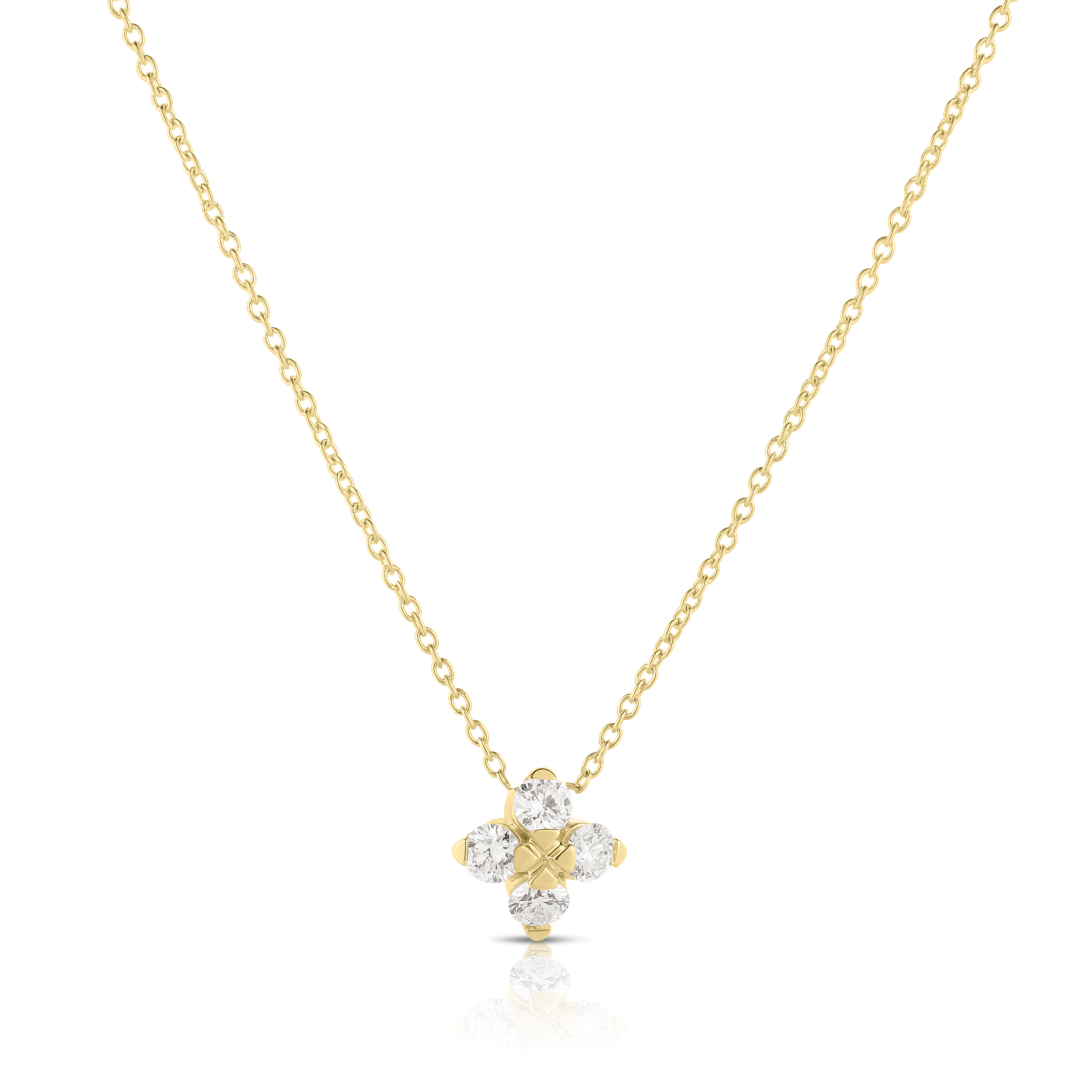 18k Yellow Gold Love In Verona Small Flower Diamond Necklace
