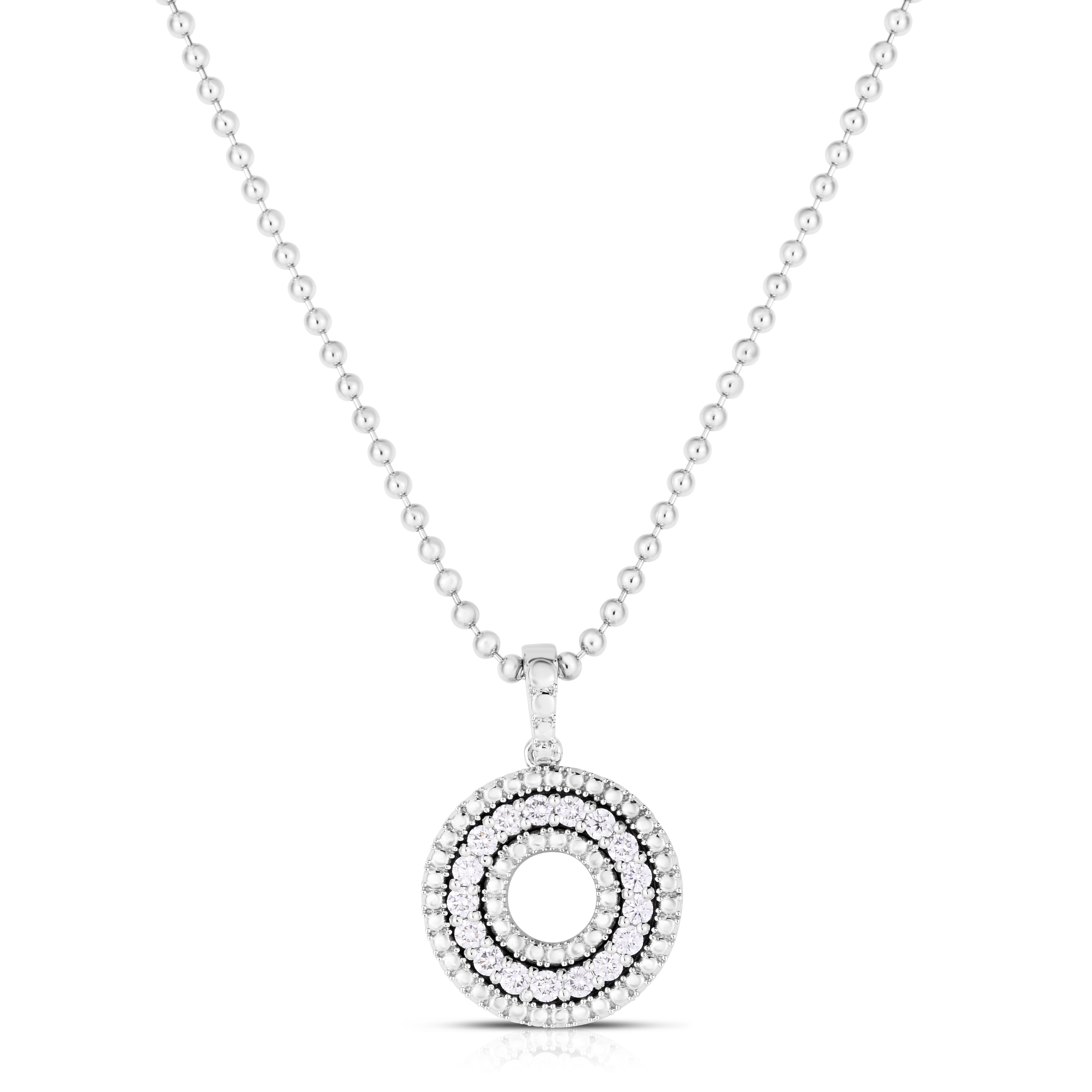 18k White Gold Siena Medium Diamond Circle Necklace