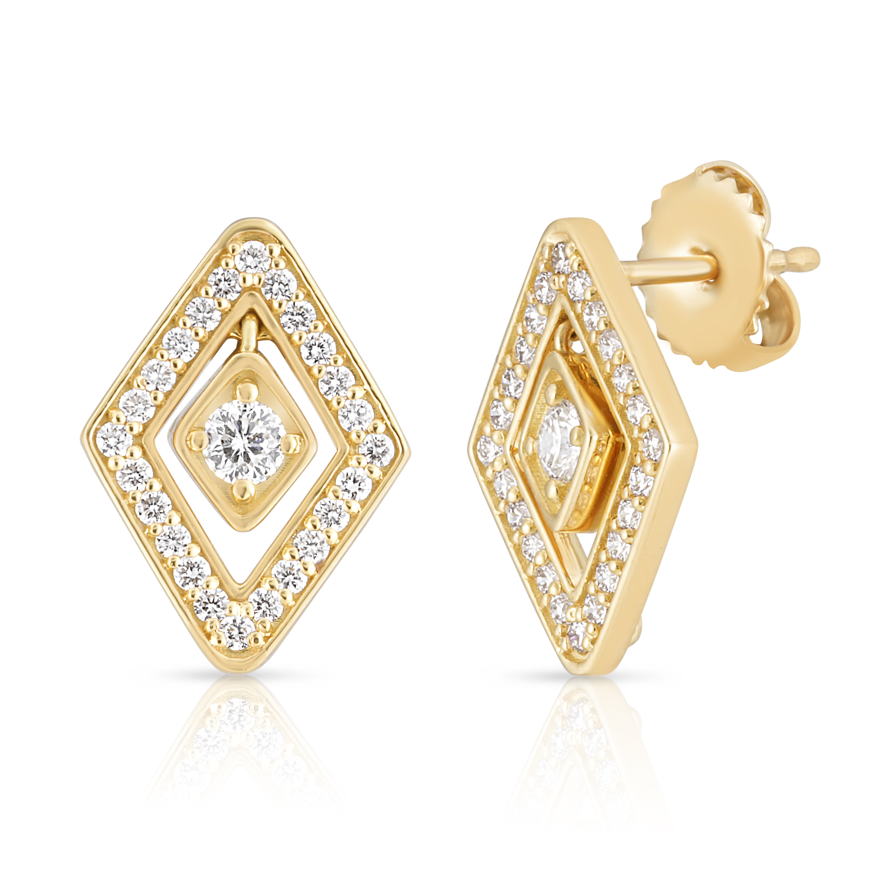 18k Yellow Gold Diamante Diamond Stud Earrings