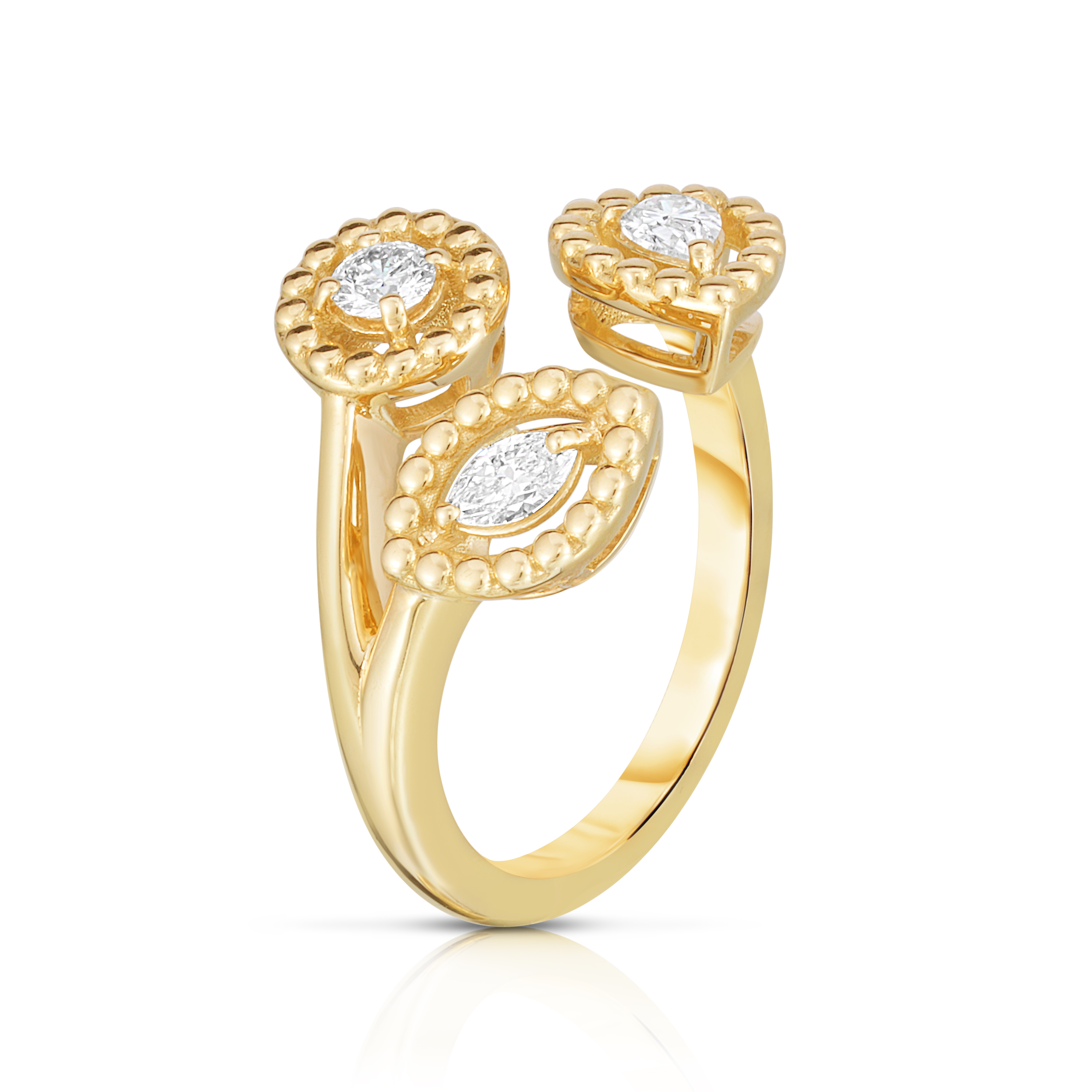 18k Yellow Gold Dolcetto Three Stone Diamond Ring