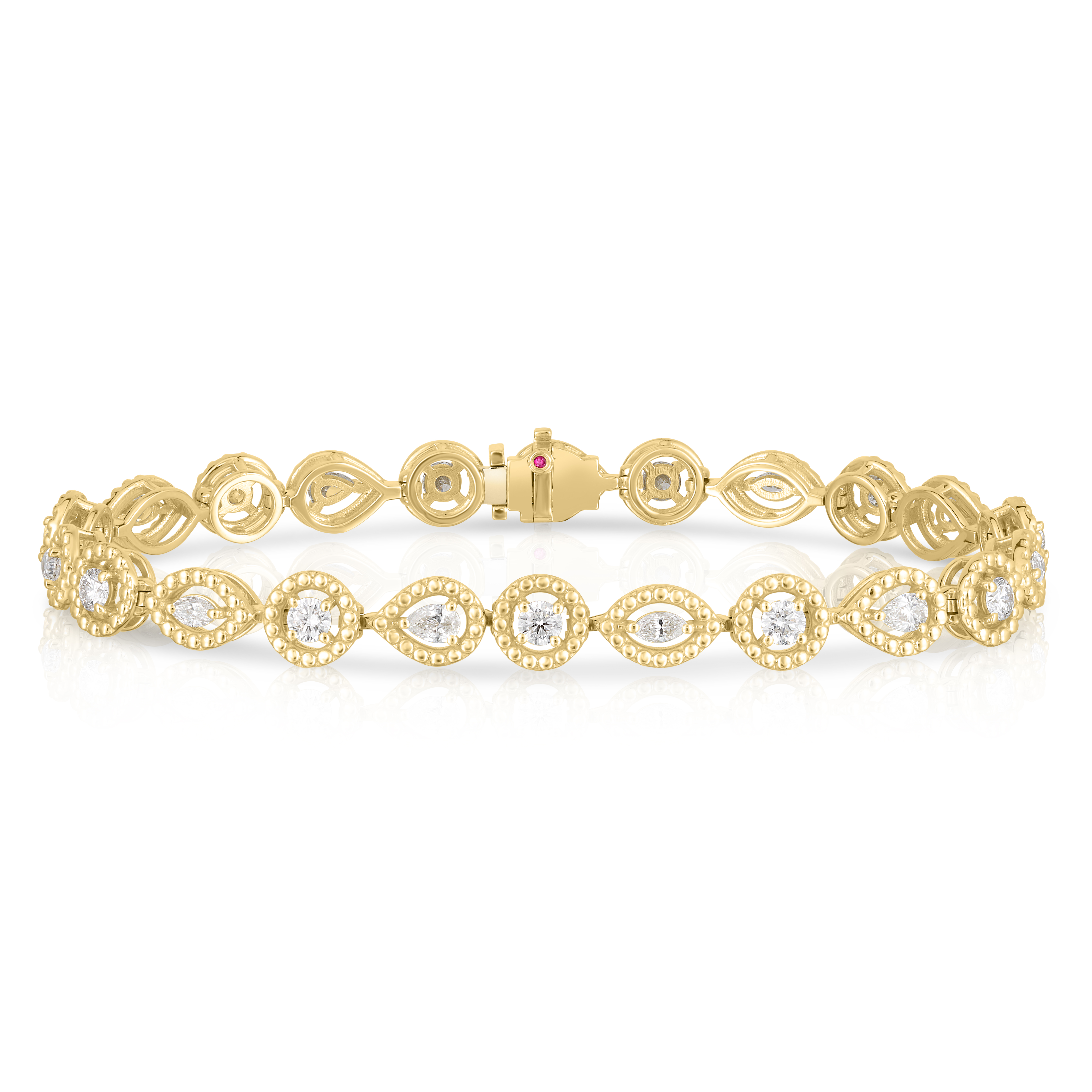 18k Yellow Gold Dolcetto Alternating Three Stone Diamond Bracelet
