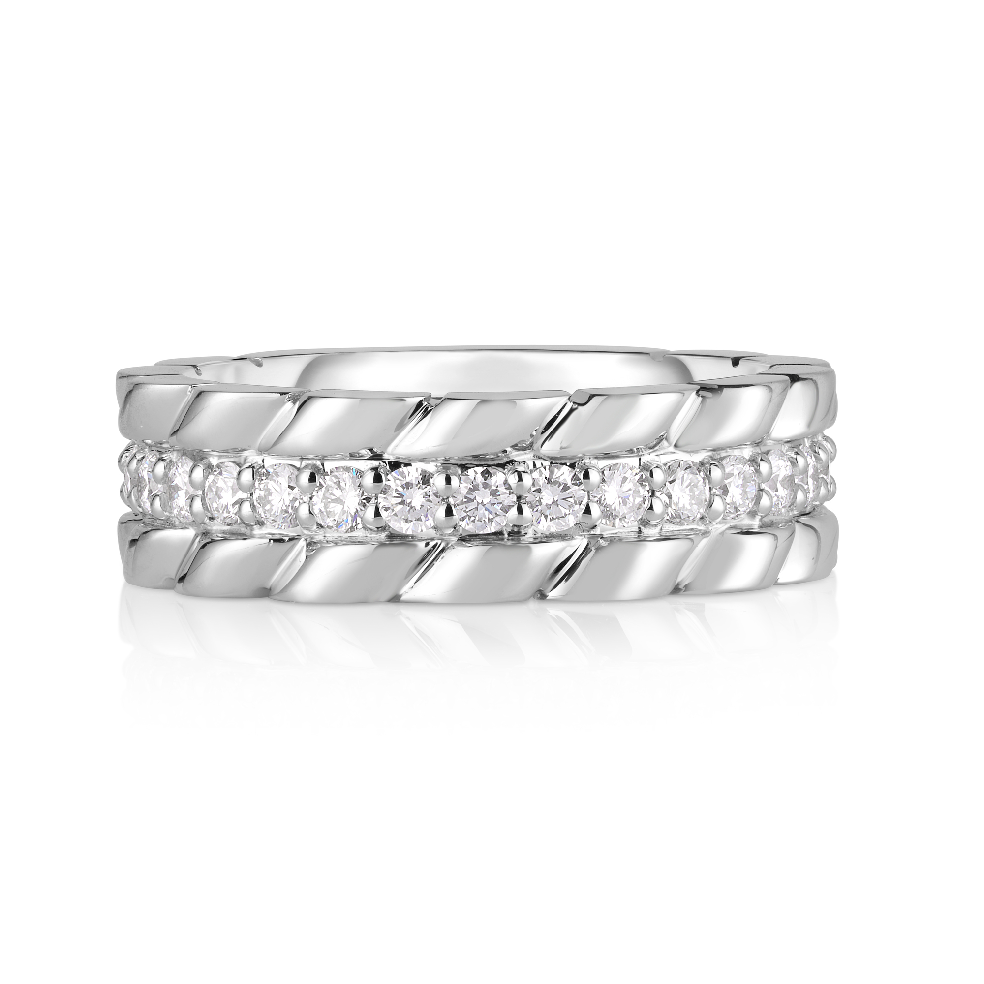18k White Gold Siena Lucca Diamond Row Ring