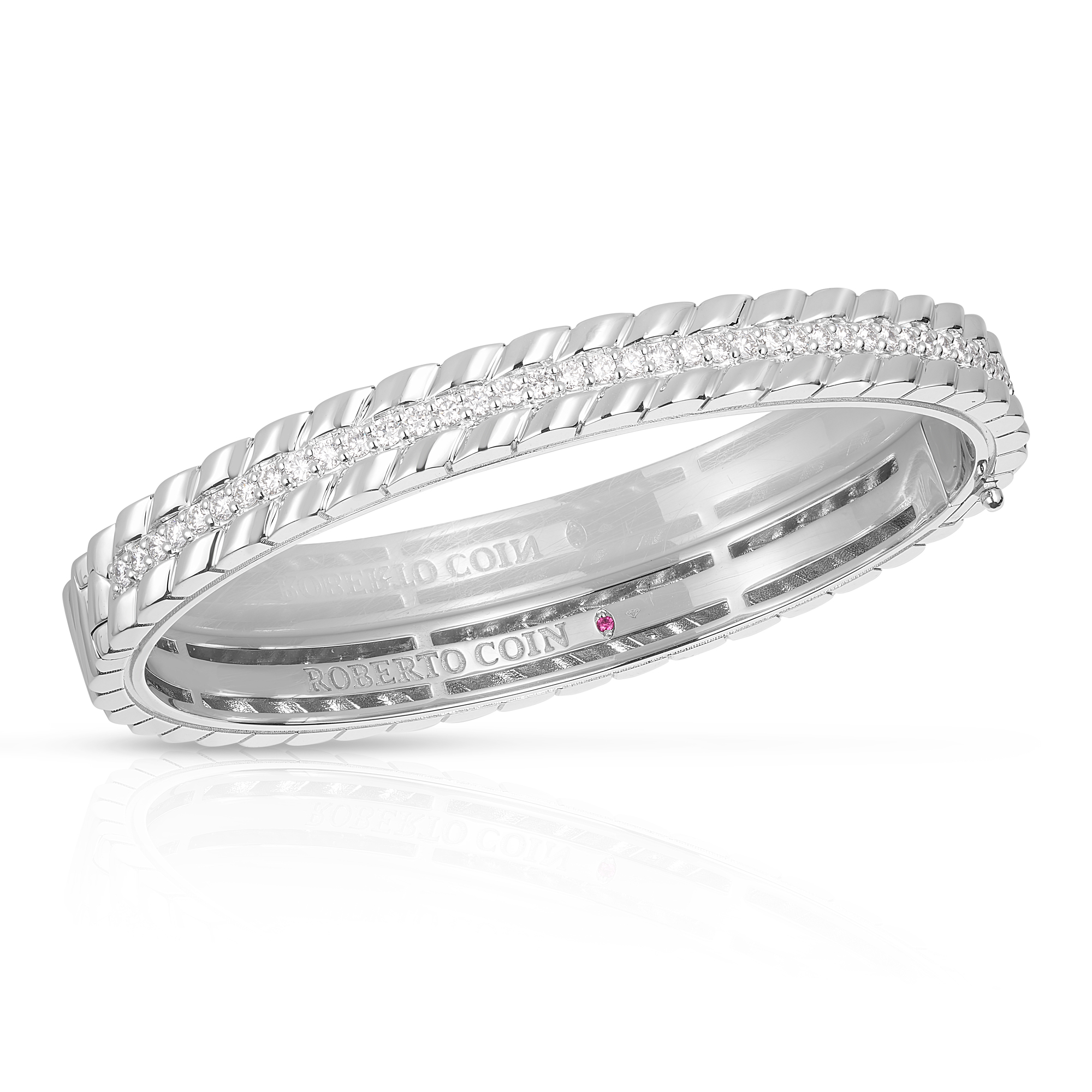 18k White Gold Siena Lucca Diamond Row Bangle