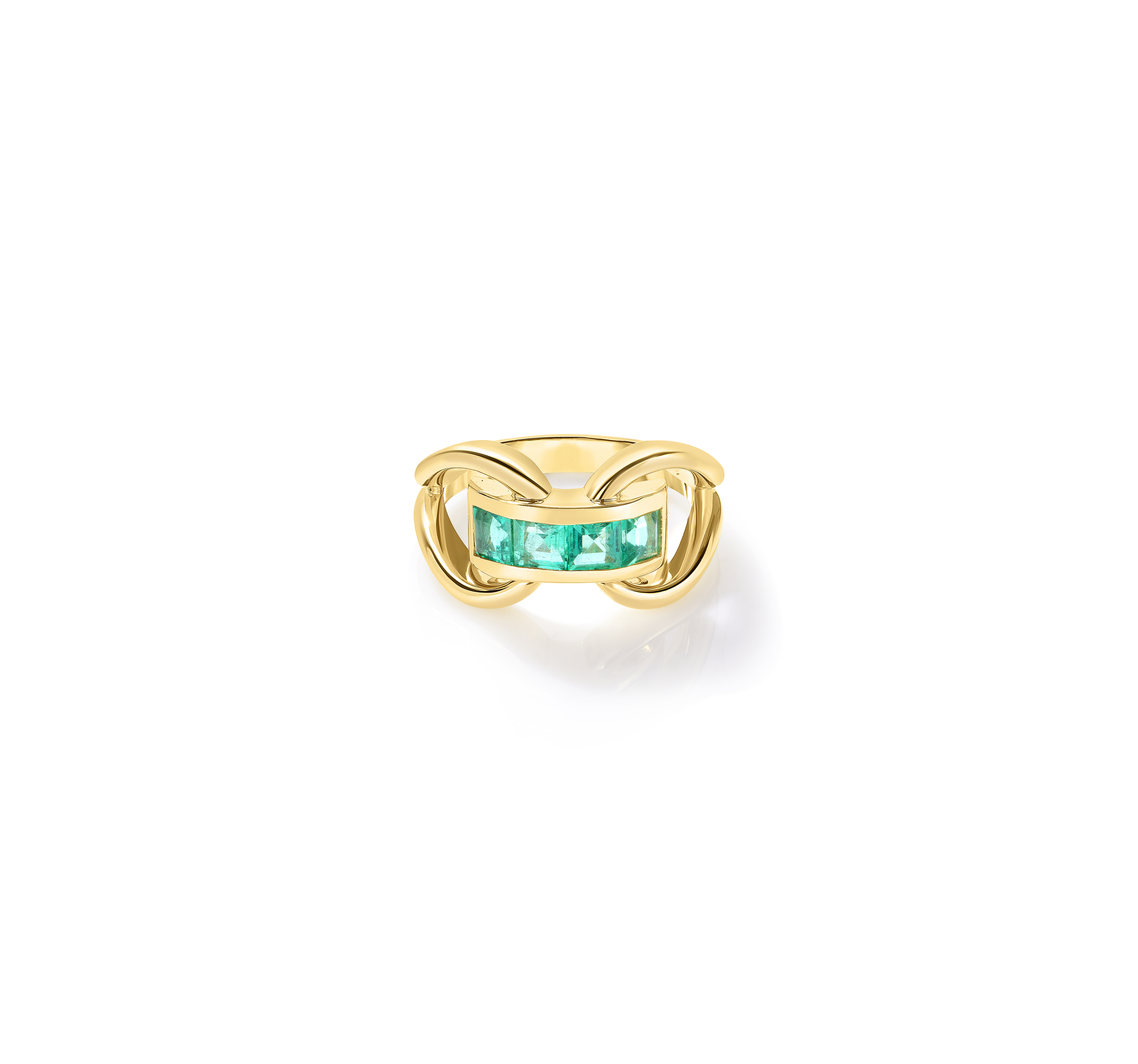 18k Yellow Designer Gold Emerald Ring