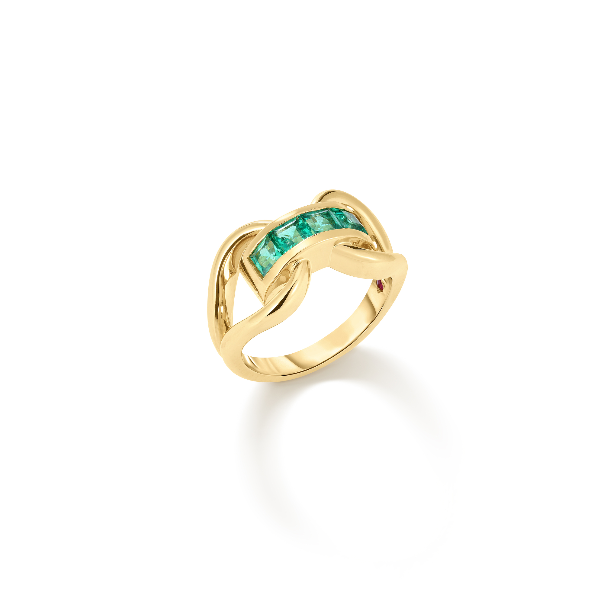 18k Yellow Designer Gold Emerald Ring