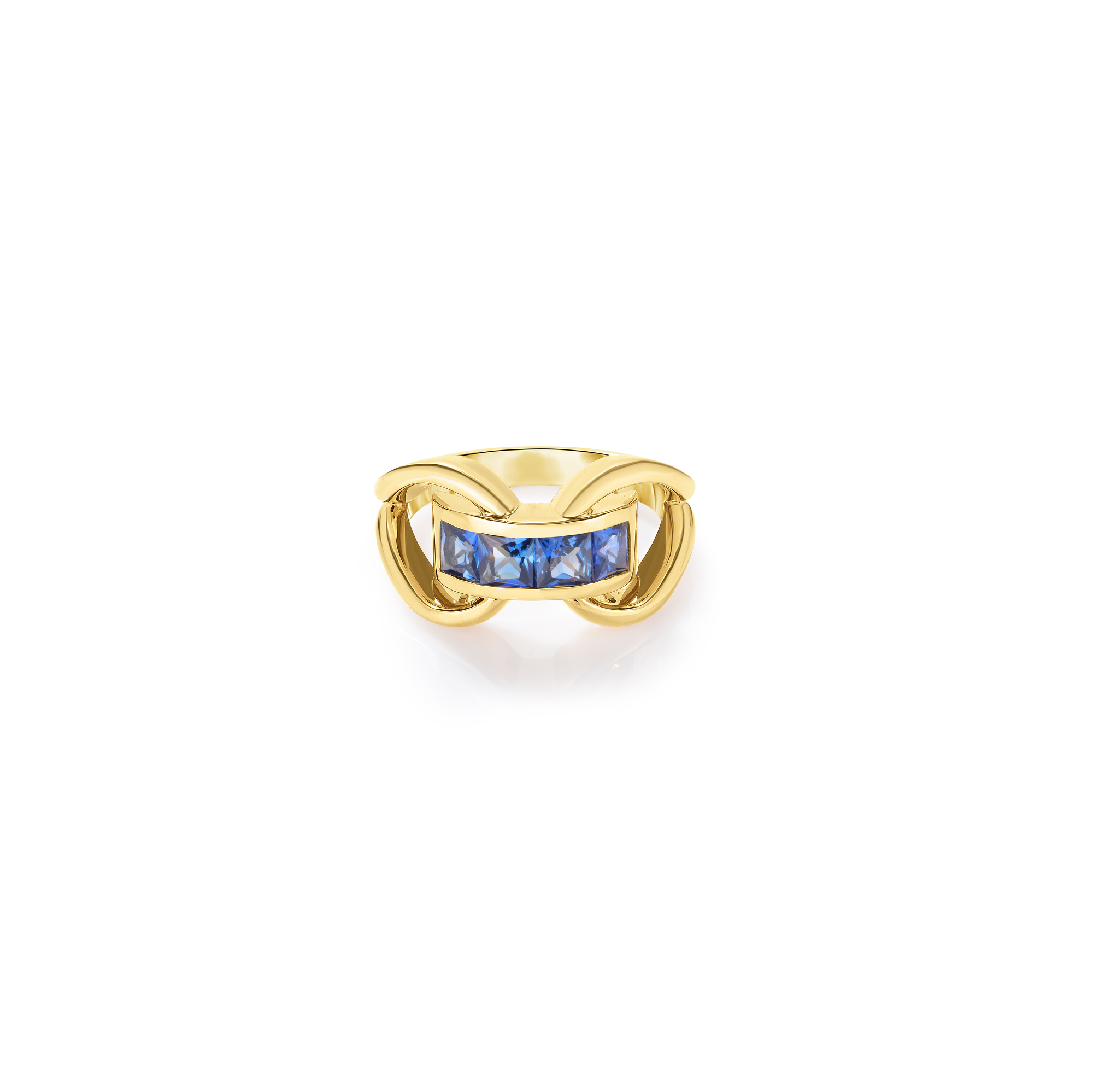 18k Yellow Designer Gold Blue Sapphire Ring