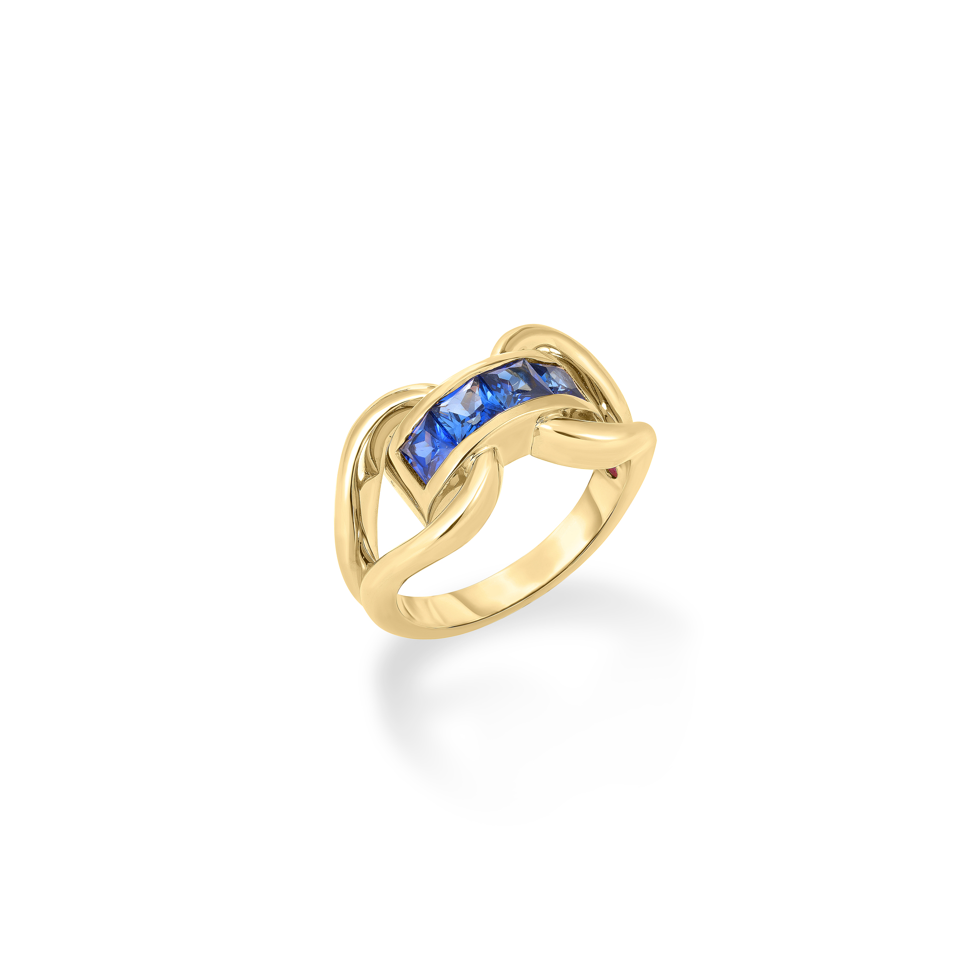 18k Yellow Designer Gold Blue Sapphire Ring