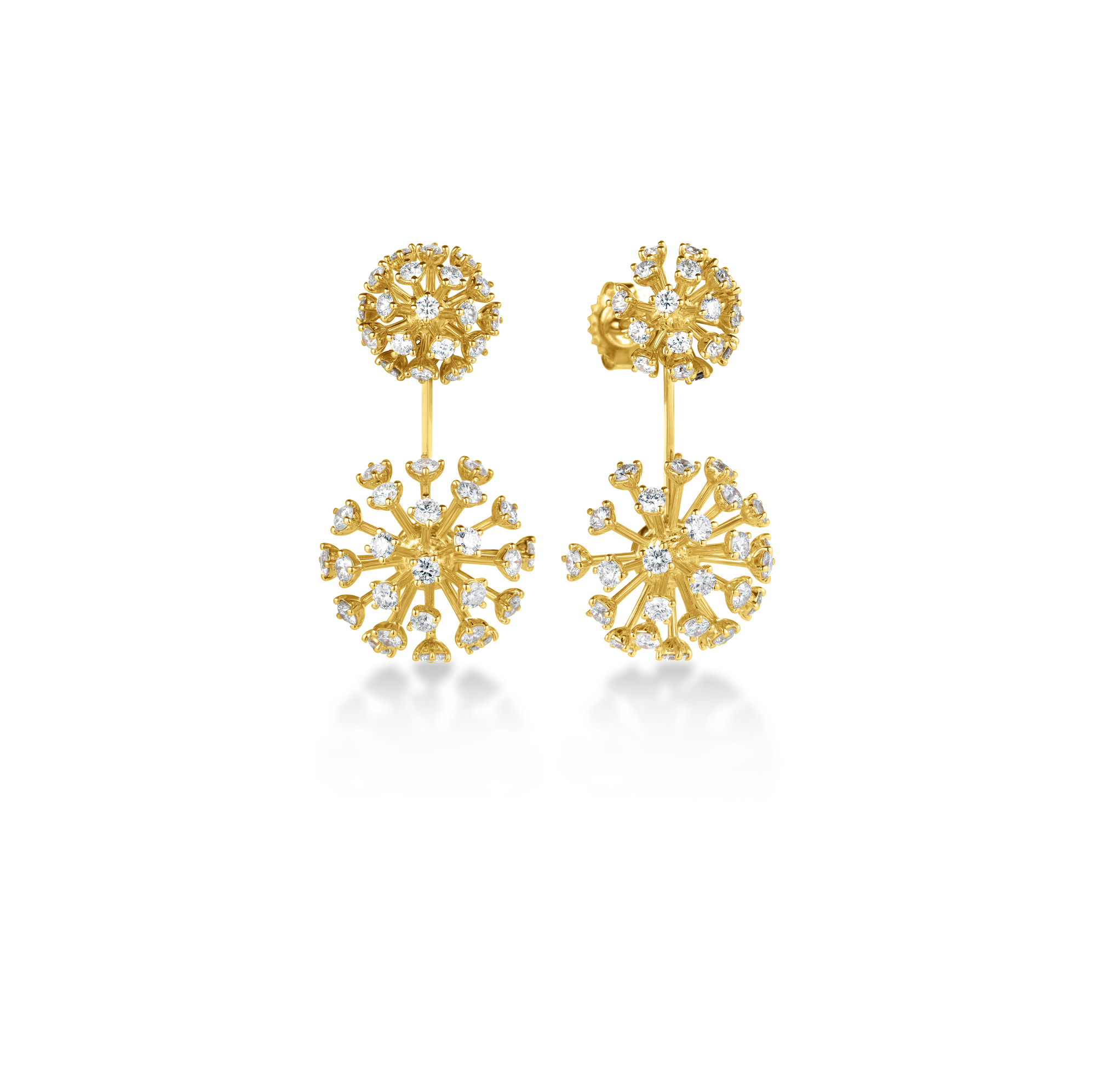 18k Yellow Gold Dandelion Diamond Drop Earrings