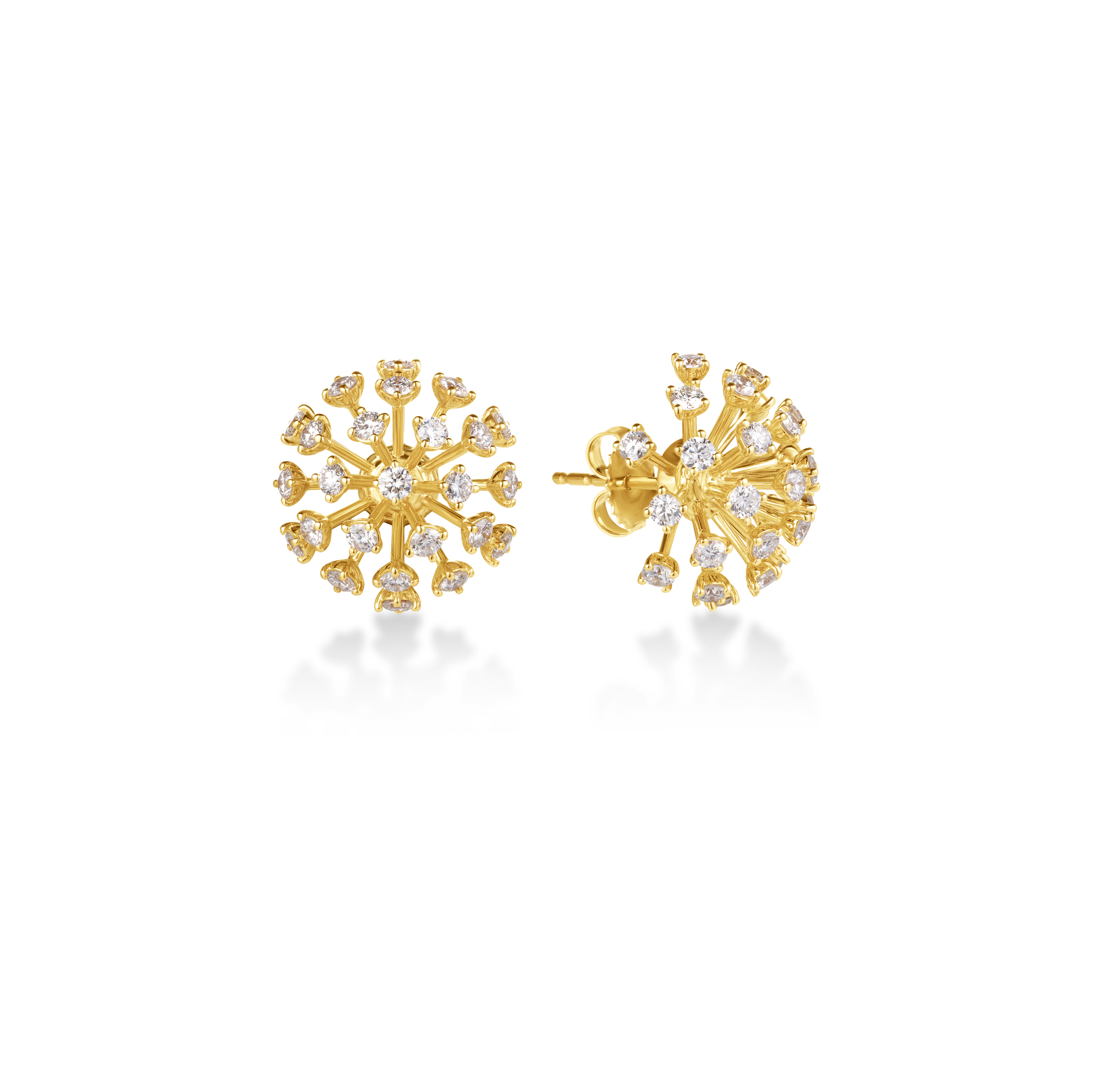 18k Yellow Gold Dandelion Diamond Medium Earrings