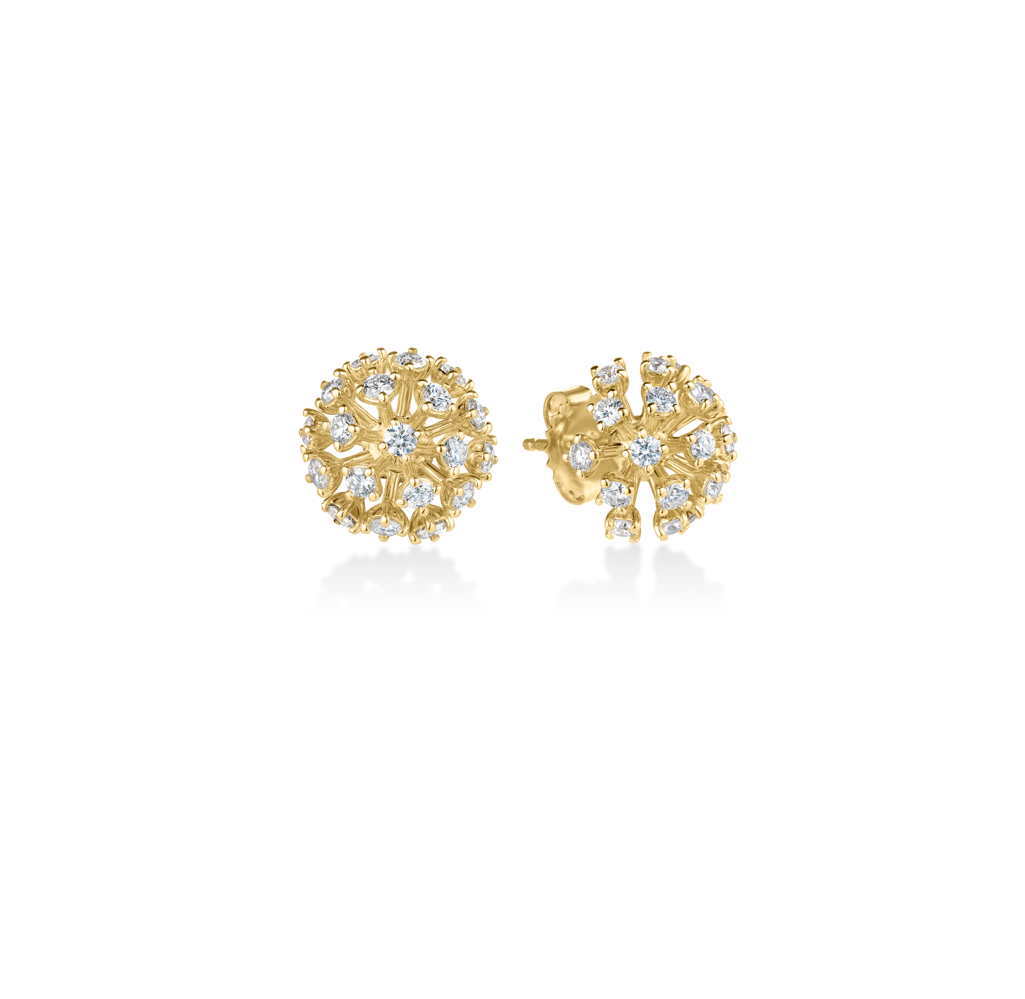 18k Yellow Gold Dandelion Diamond Small Earrings