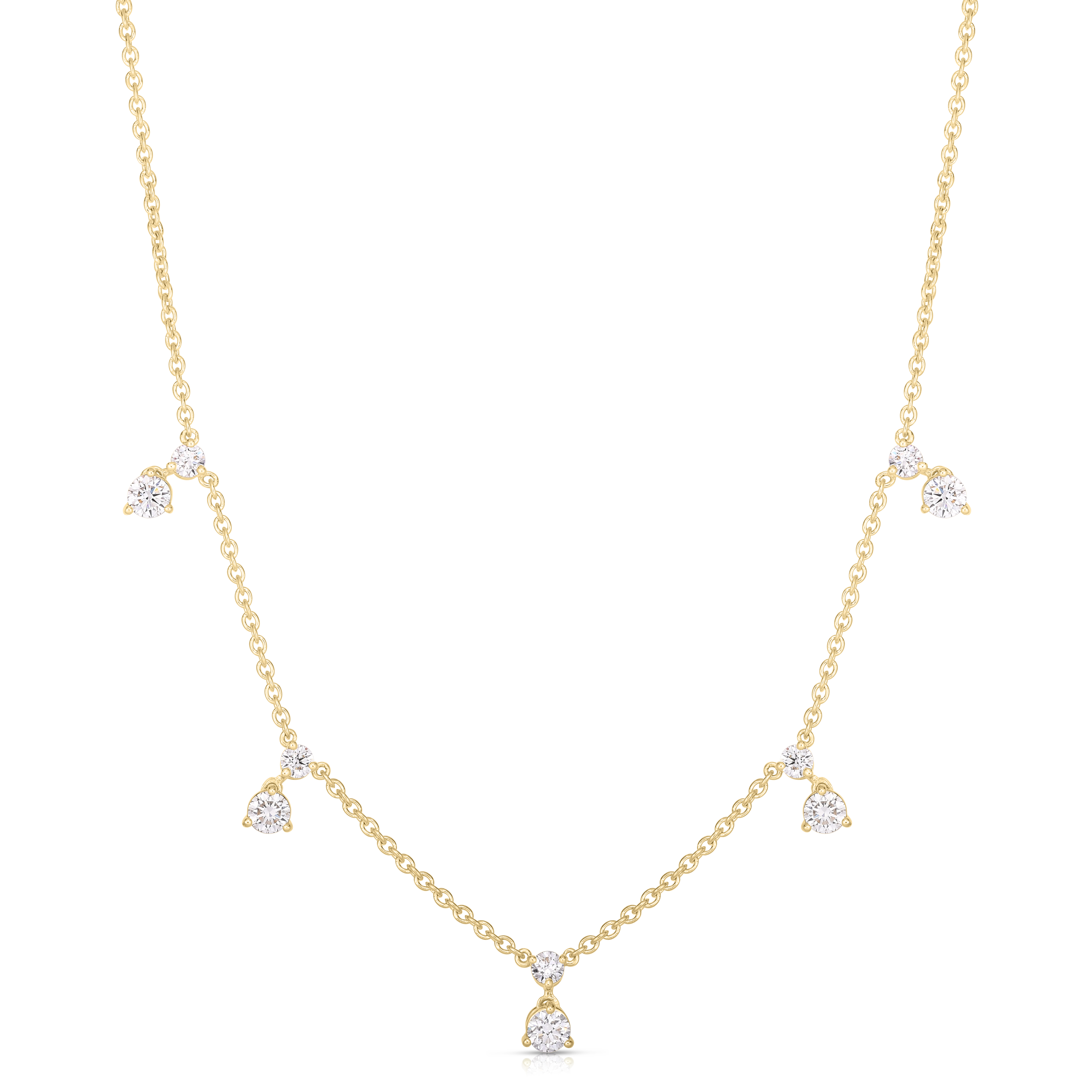 18k Yellow Gold Diamonds By The Inch Dangling Five Station Necklace