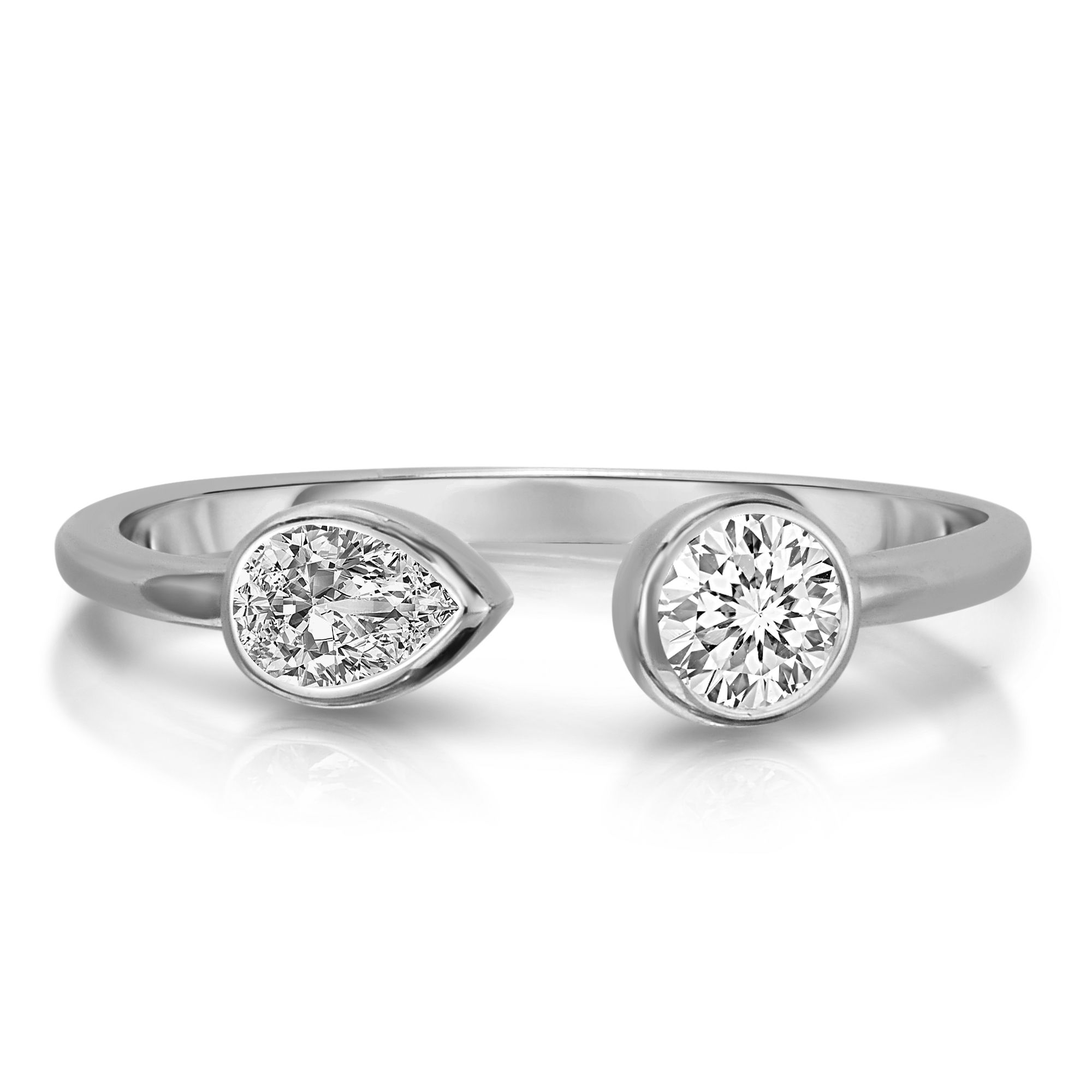 18k White Gold Dolce 2 Stone Ring - Ps