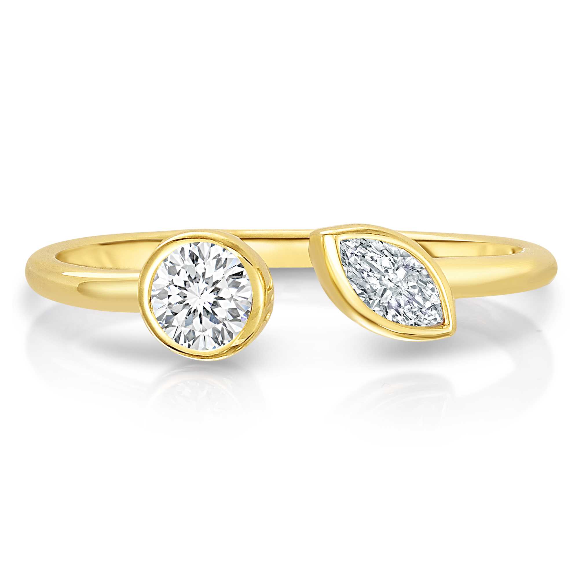 18k Yellow Gold Dolce 2 Stone Ring - Mq