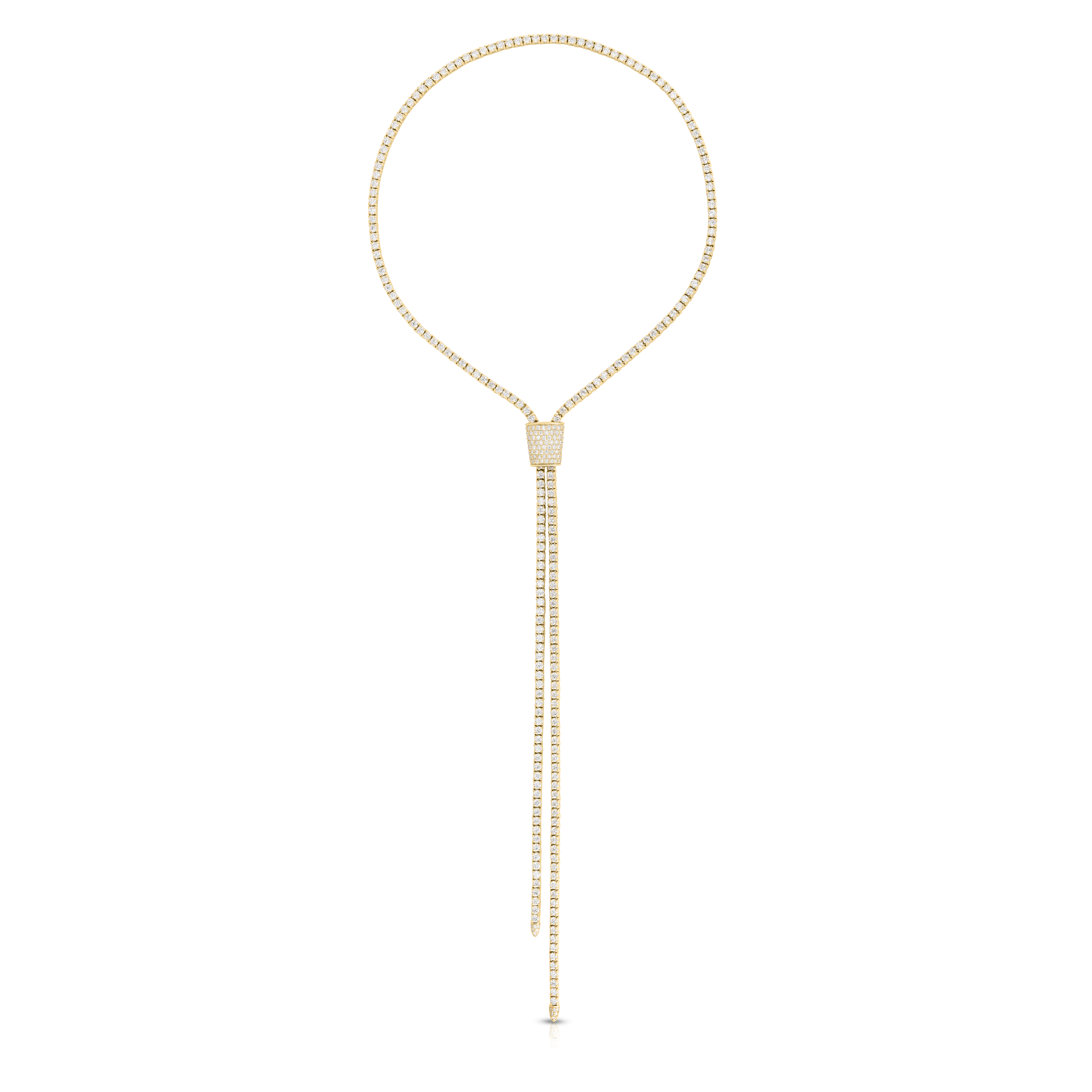 18k Yellow Gold Double Lariat Diamond Zipper Necklace - 7ct 29inch