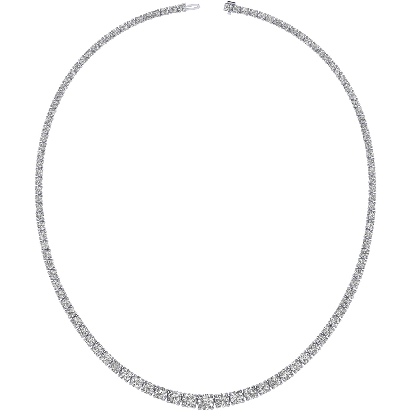 18k White Gold Classic Diamond U Setting Riviera Diamond Necklace - 0.75ct Cntr