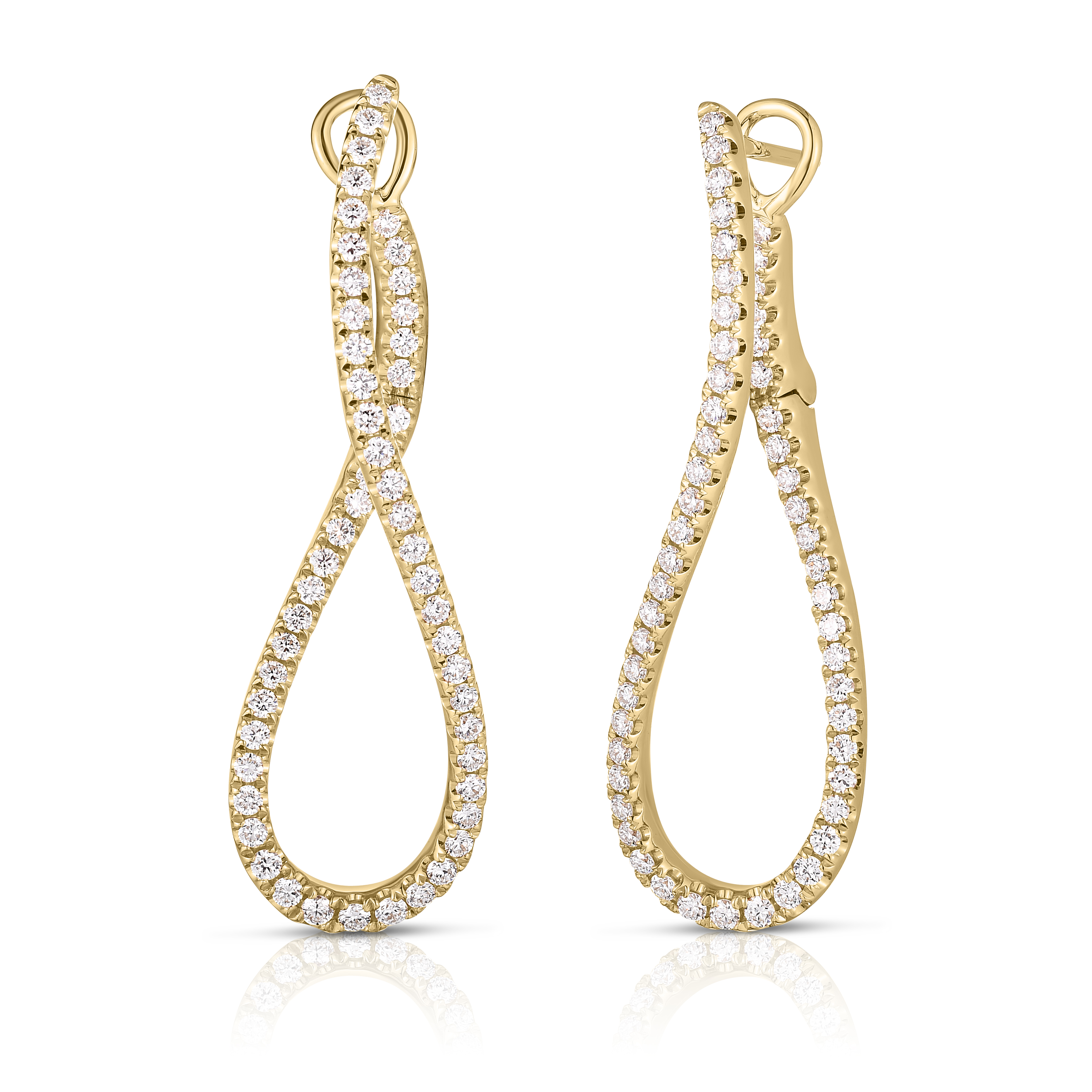 18k Yellow Gold Classic Diamond Outline Loop Earrings