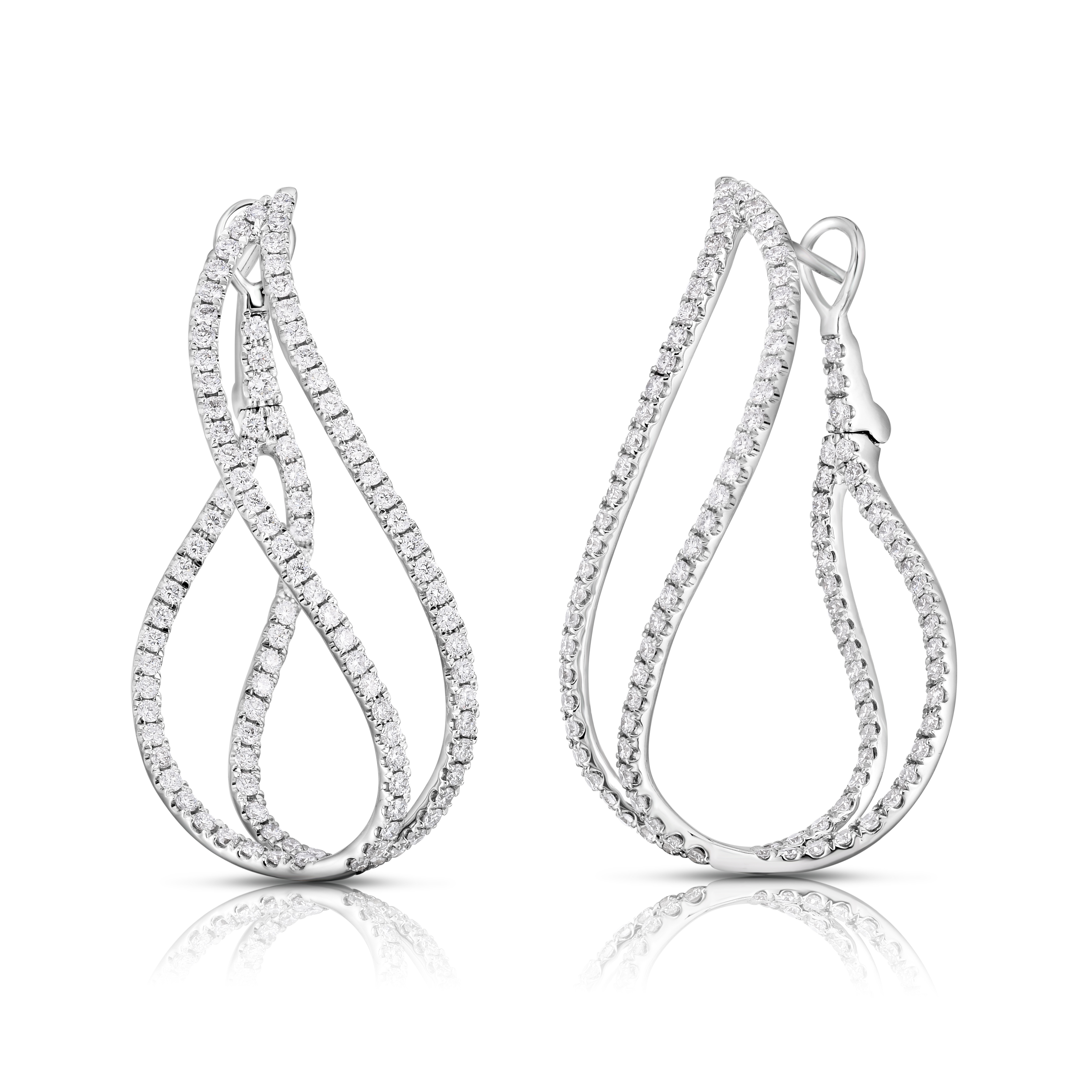 18k White Gold Classic Diamond Twist Earrings