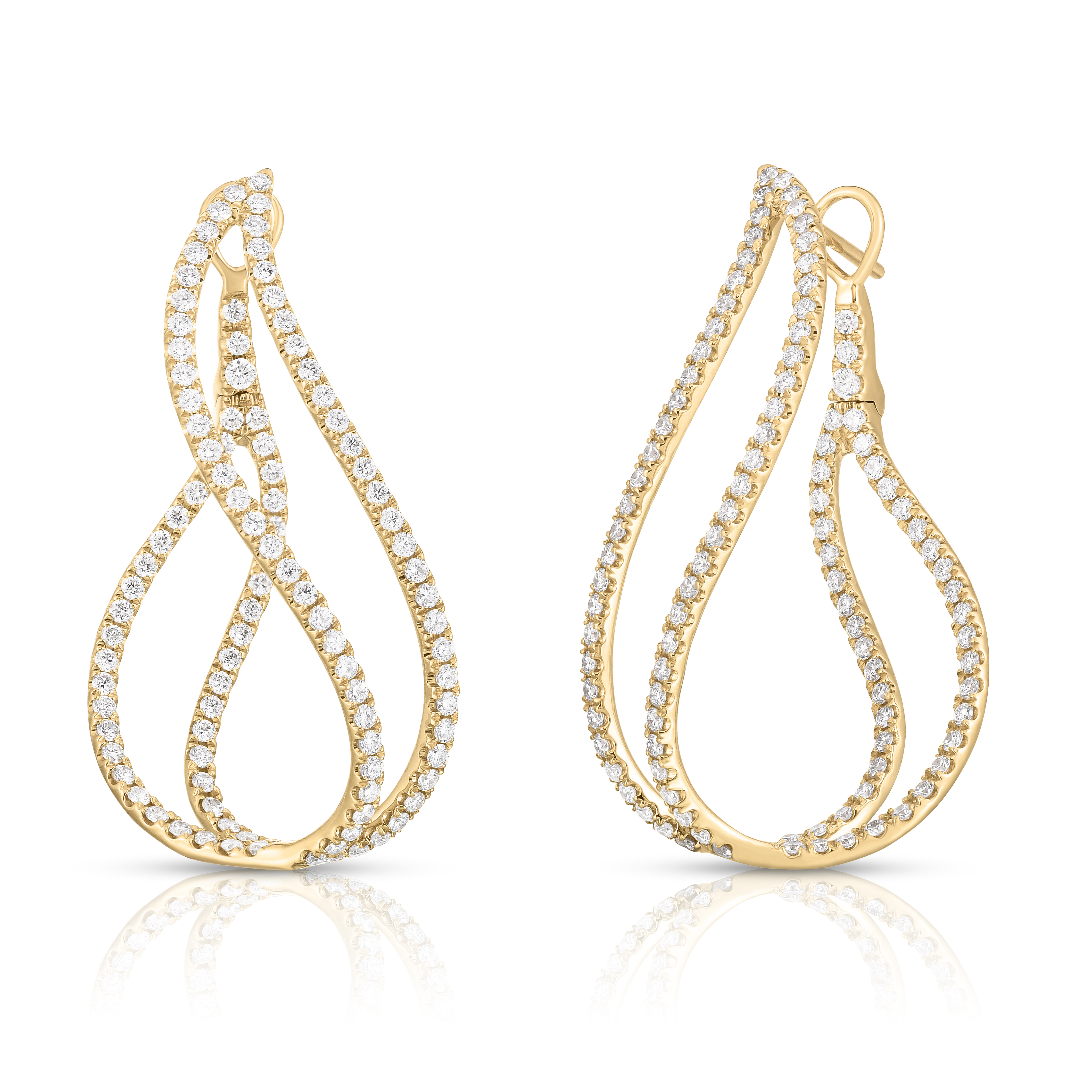 18k Yellow Gold Classic Diamond Twist Earrings