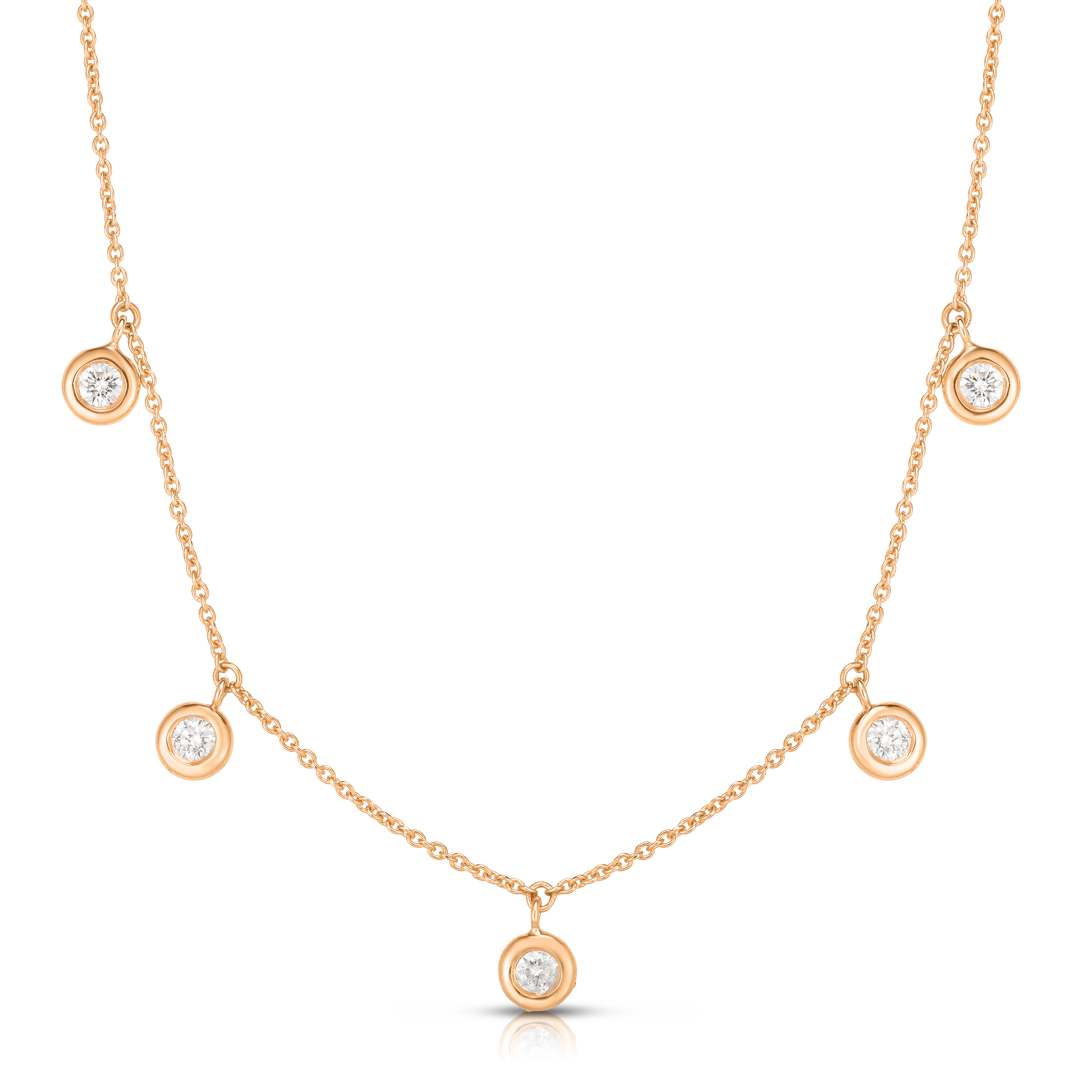18k Rose Gold Diamonds By The Inch Dangling Five Station Necklace