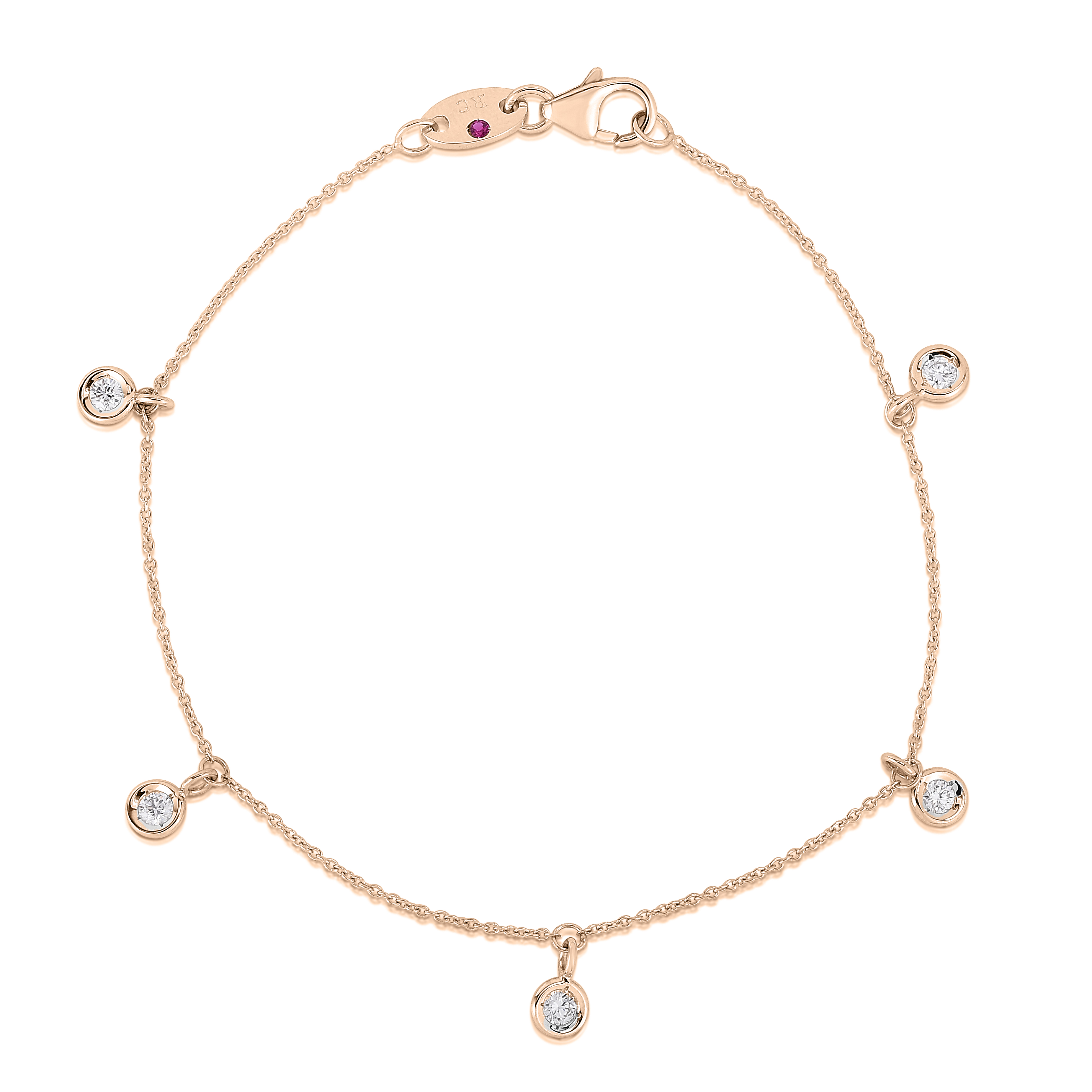 18k Rose Gold Diamonds By The Inch Dangling Five Station Bracelet