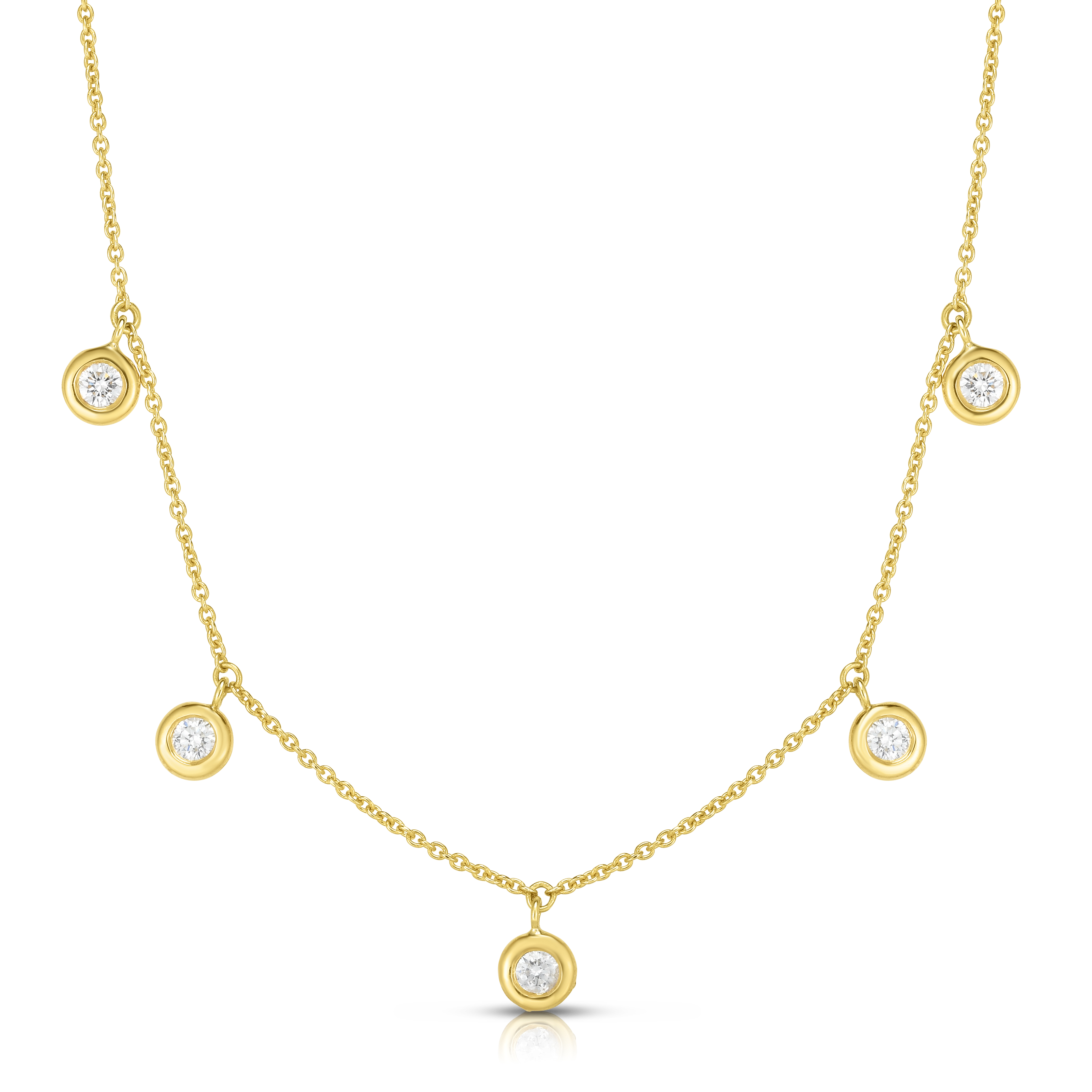 18k Yellow Gold Diamonds By The Inch Dangling Five Station Necklace