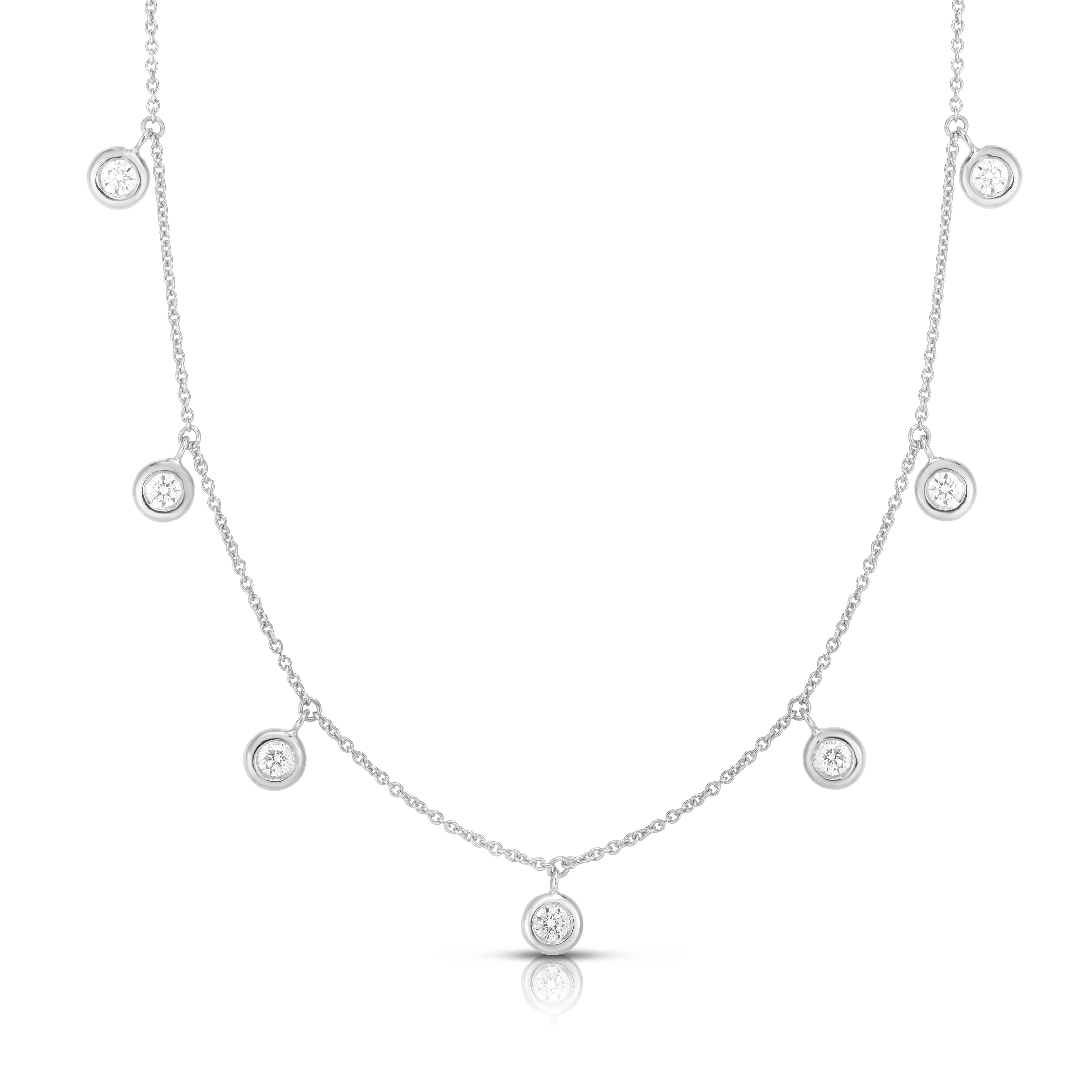 18k White Gold Diamonds By The Inch Dangling Seven Station Necklace