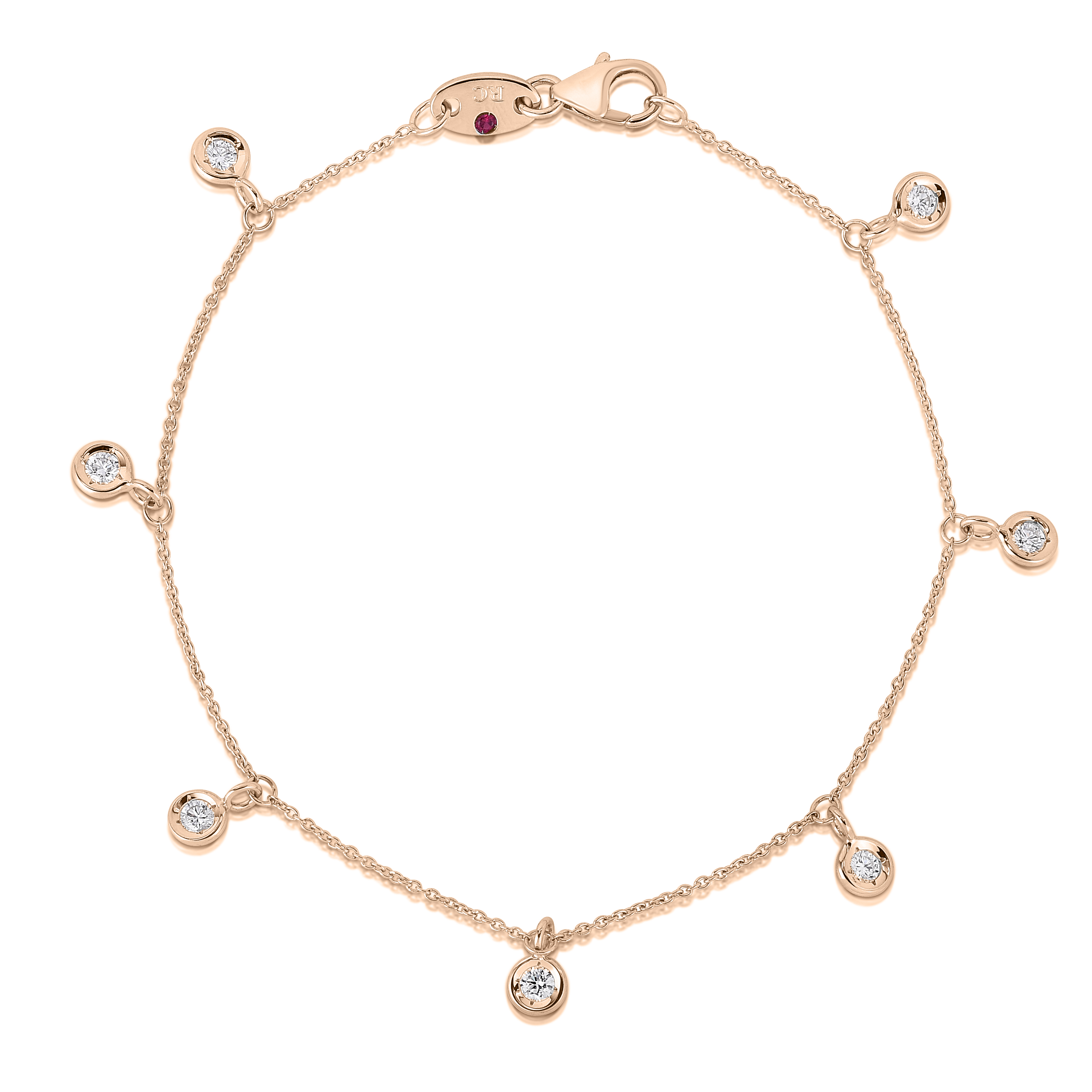 18k Rose Gold Diamonds By The Inch Dangling Seven Station Bracelet
