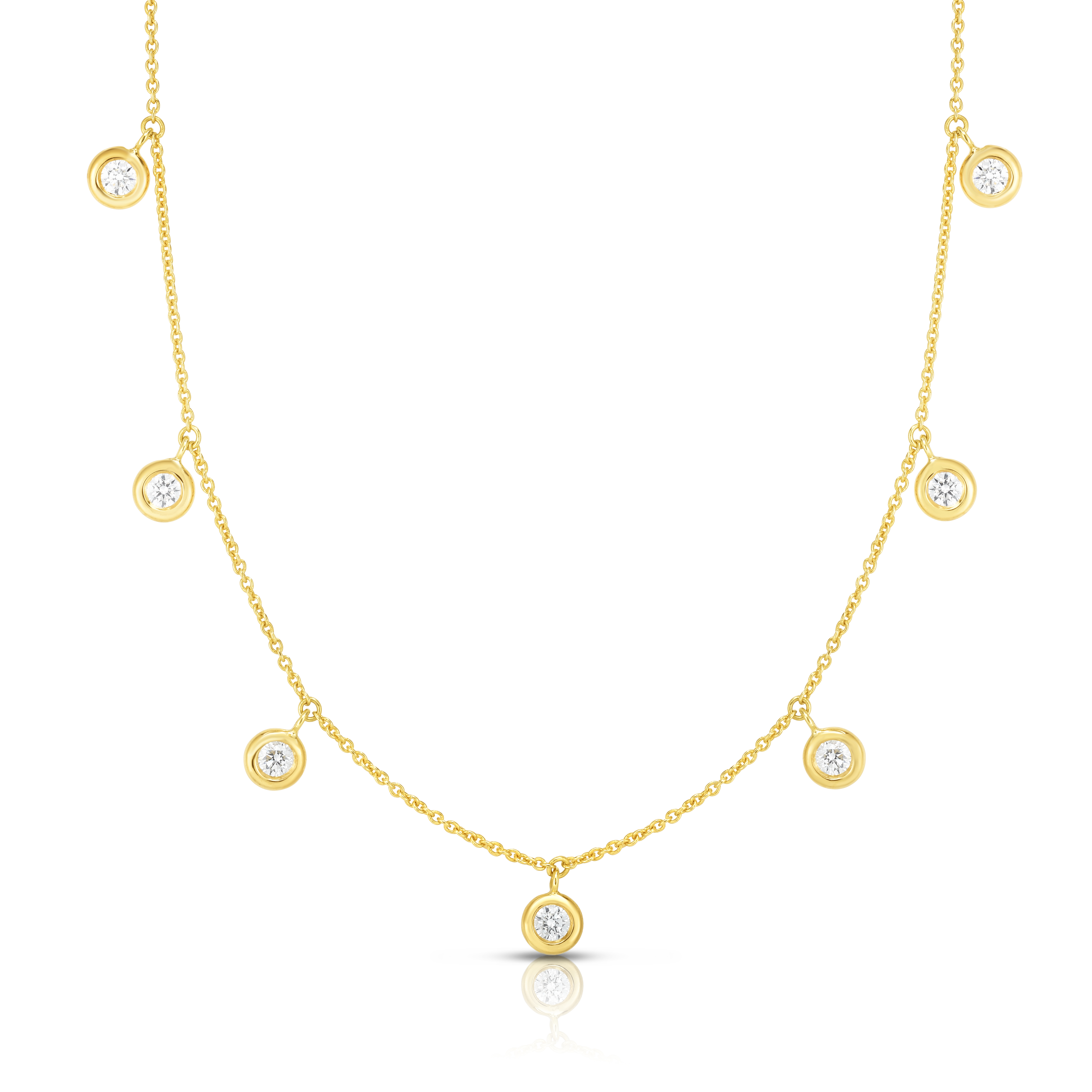 18k Yellow Gold Diamonds By The Inch Dangling Seven Station Necklace