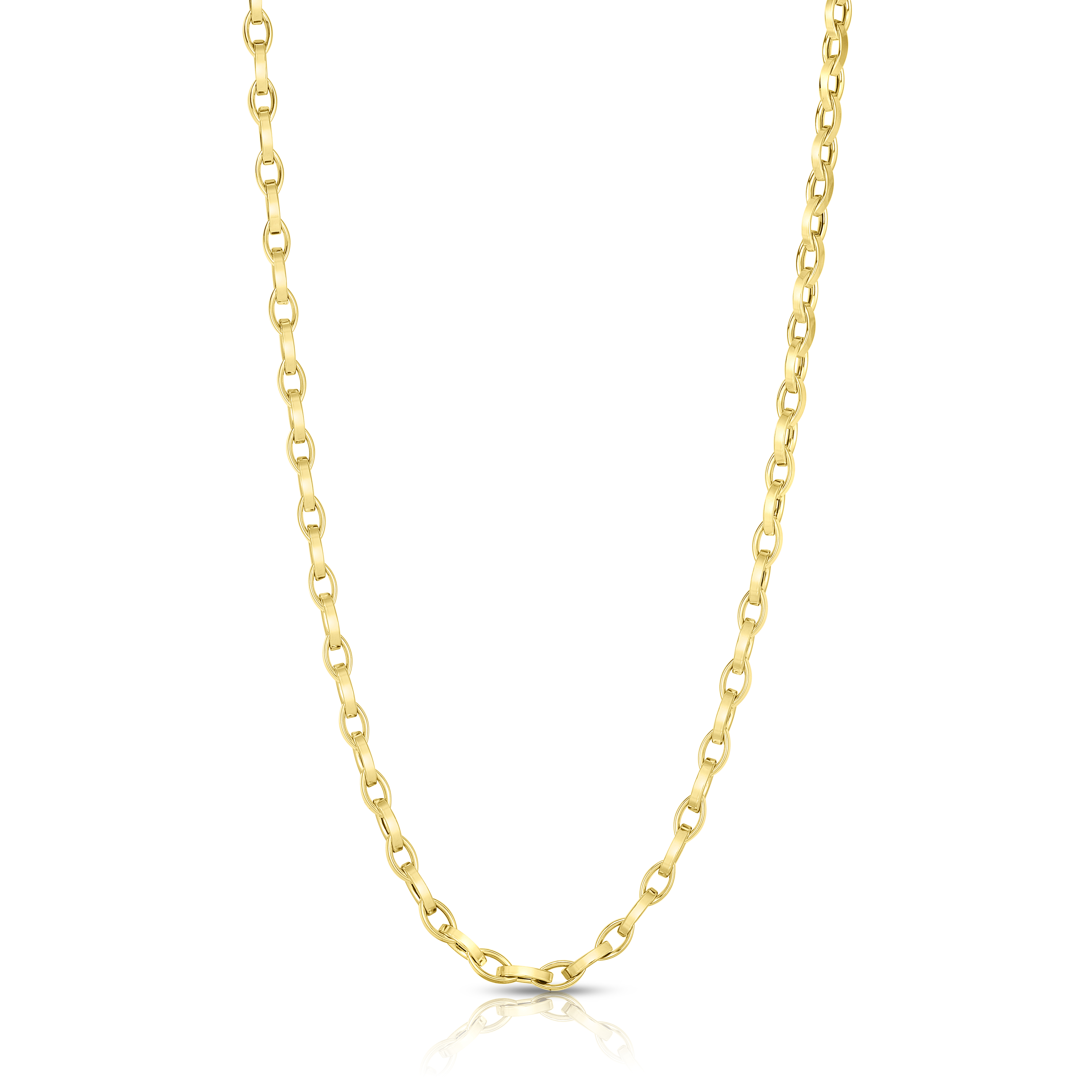 18k Yellow Designer Gold Almond Link Necklace