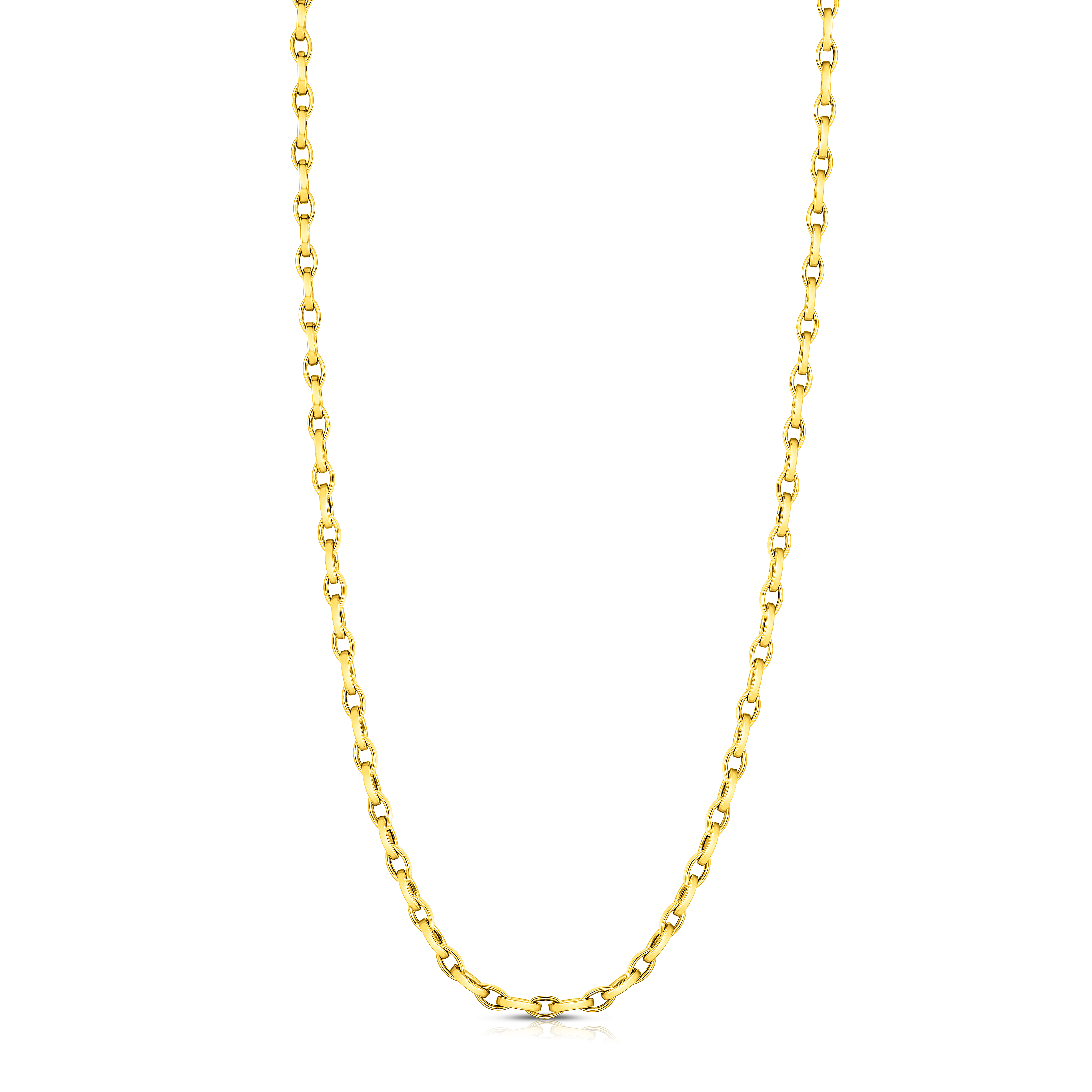 18k Yellow Designer Gold Almond Link Necklace