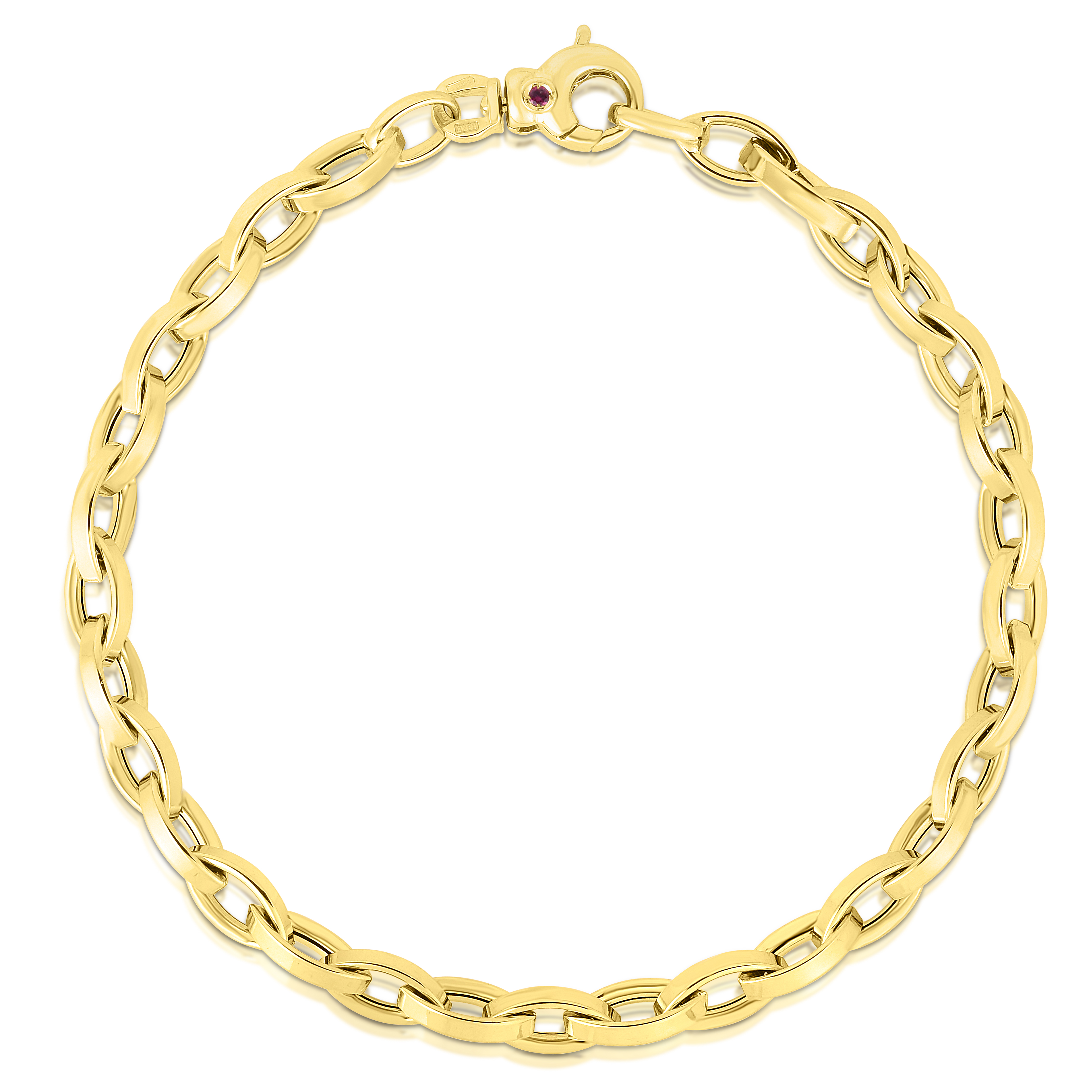 18k Yellow Designer Gold Almond Link Bracelet