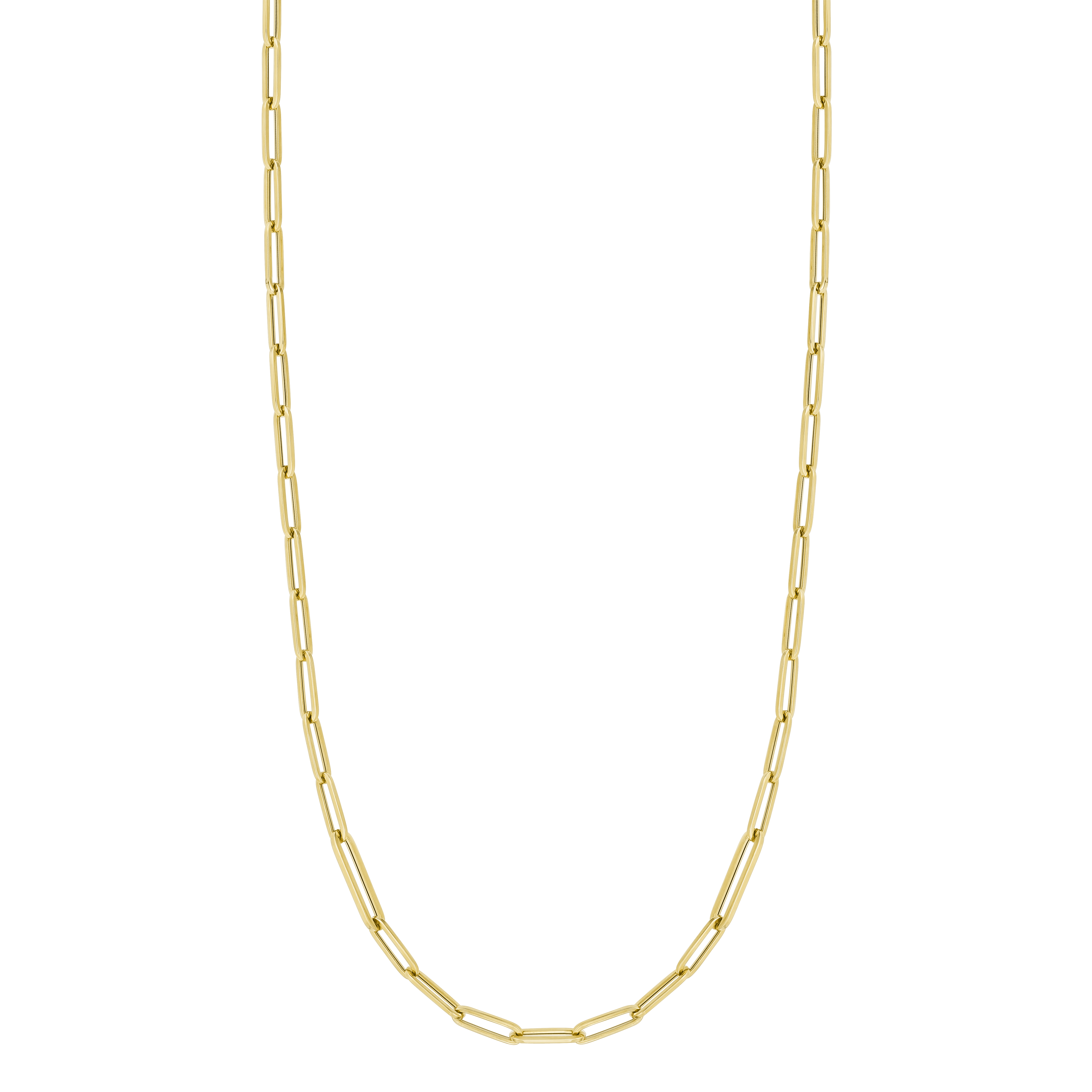 18k Yellow Designer Gold Alternating Size Paperclip Link Necklace