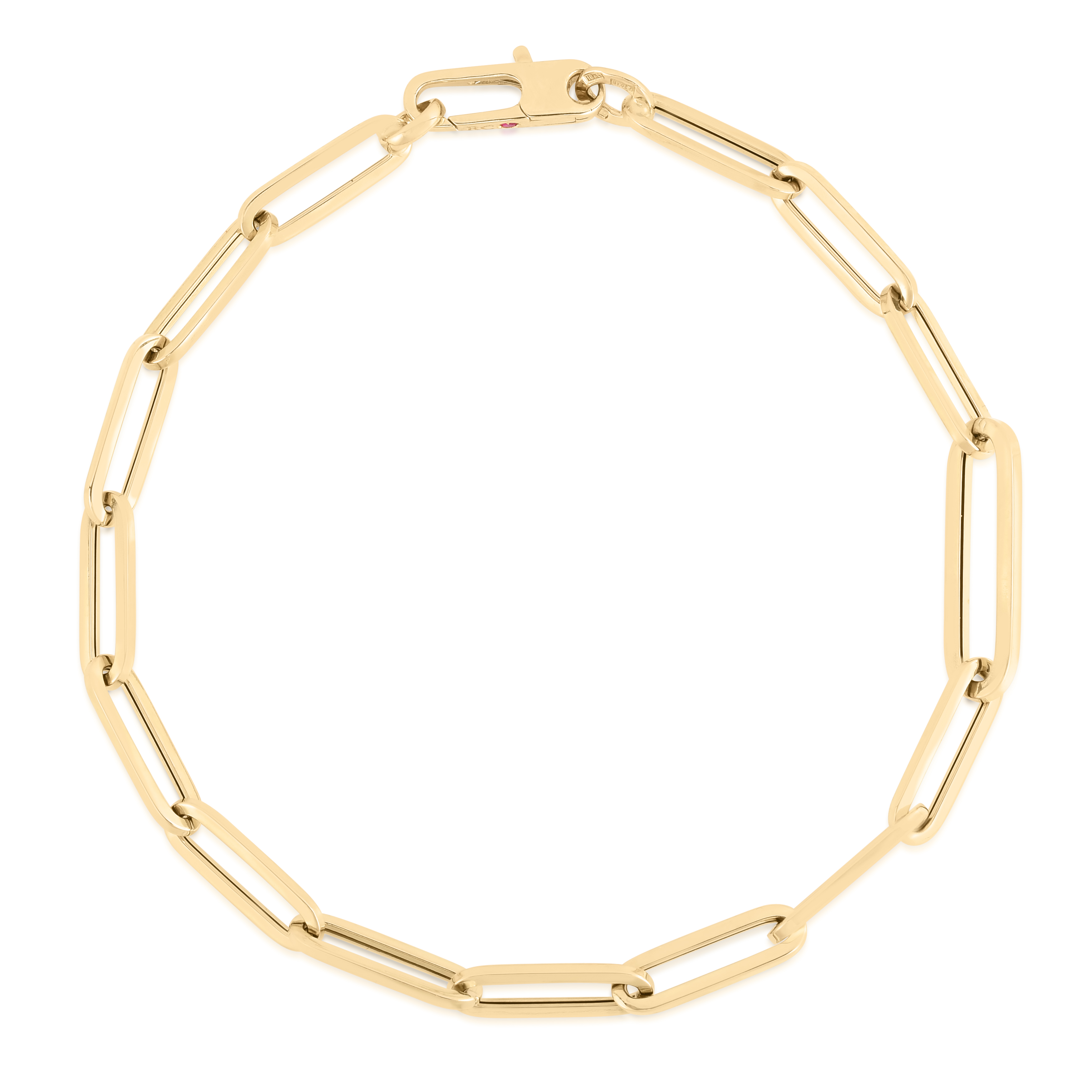 18k Yellow Designer Gold Alternating Size Paperclip Link Braclet