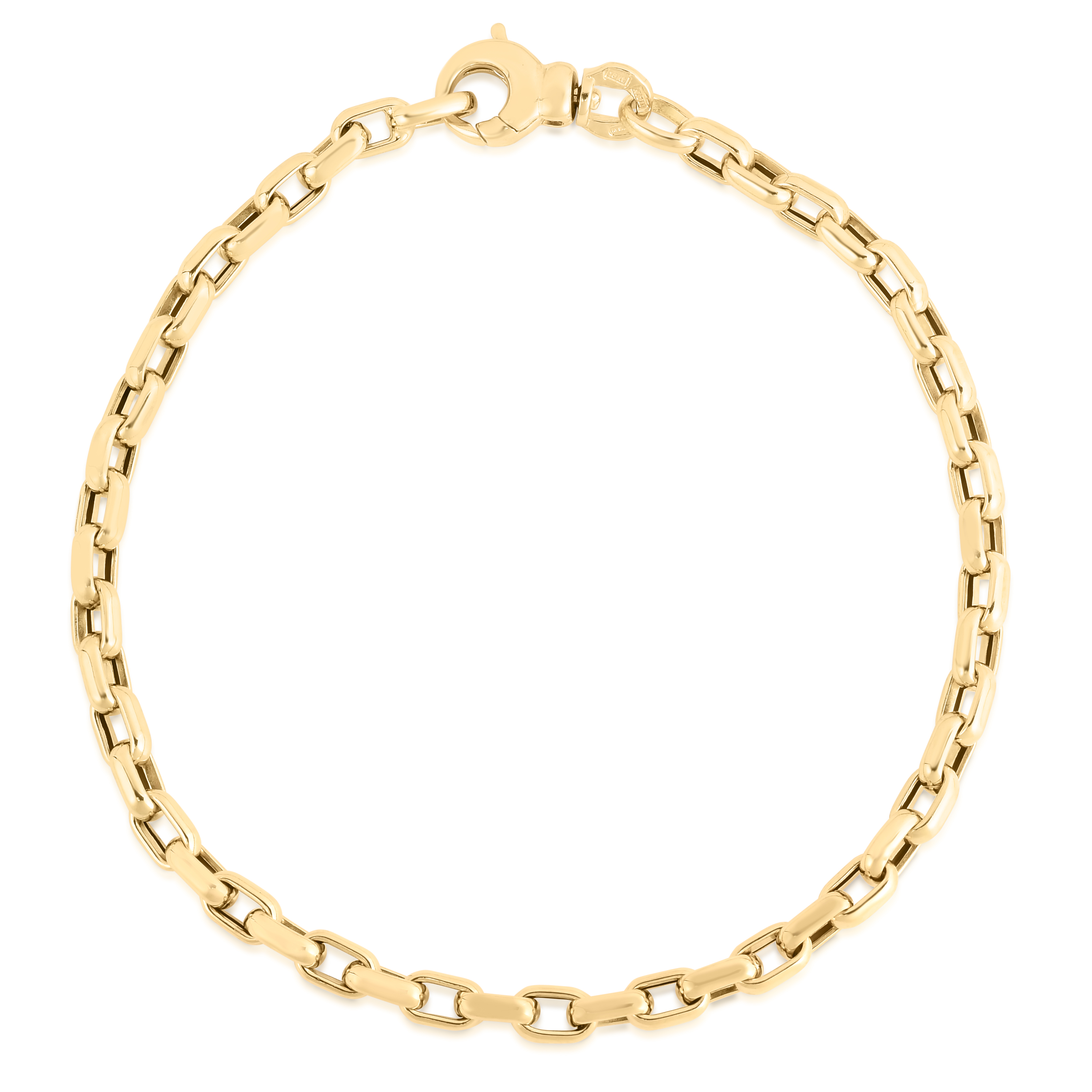18k Yellow Designer Gold Fine Gauge Oval Link Bracelet