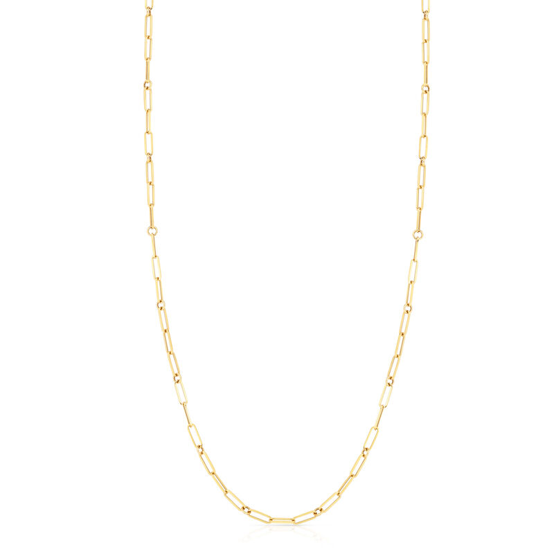 18k Yellow Designer Gold Paperclip & Round Link Necklace