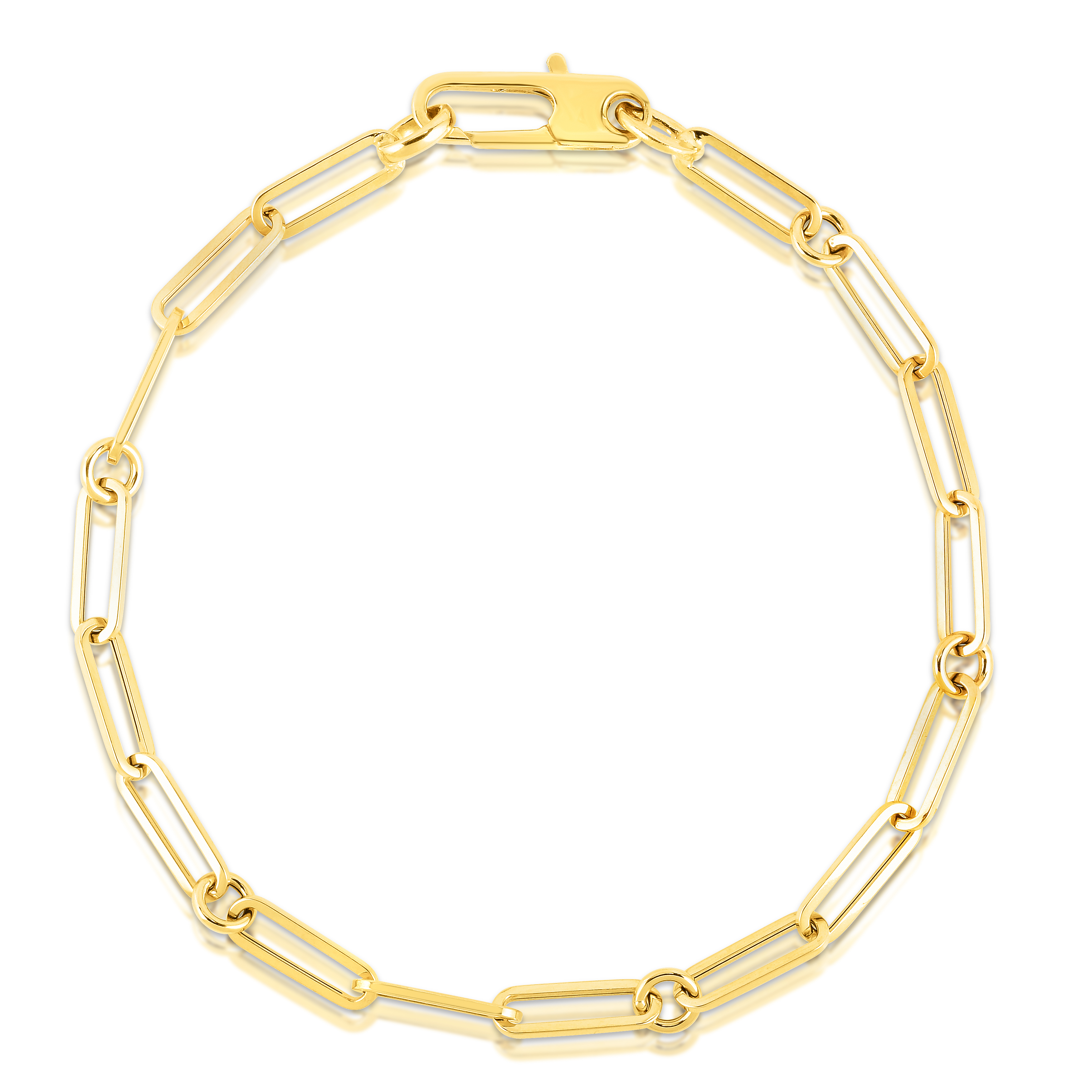 18k Yellow Designer Gold Paperclip & Round Link Bracelet