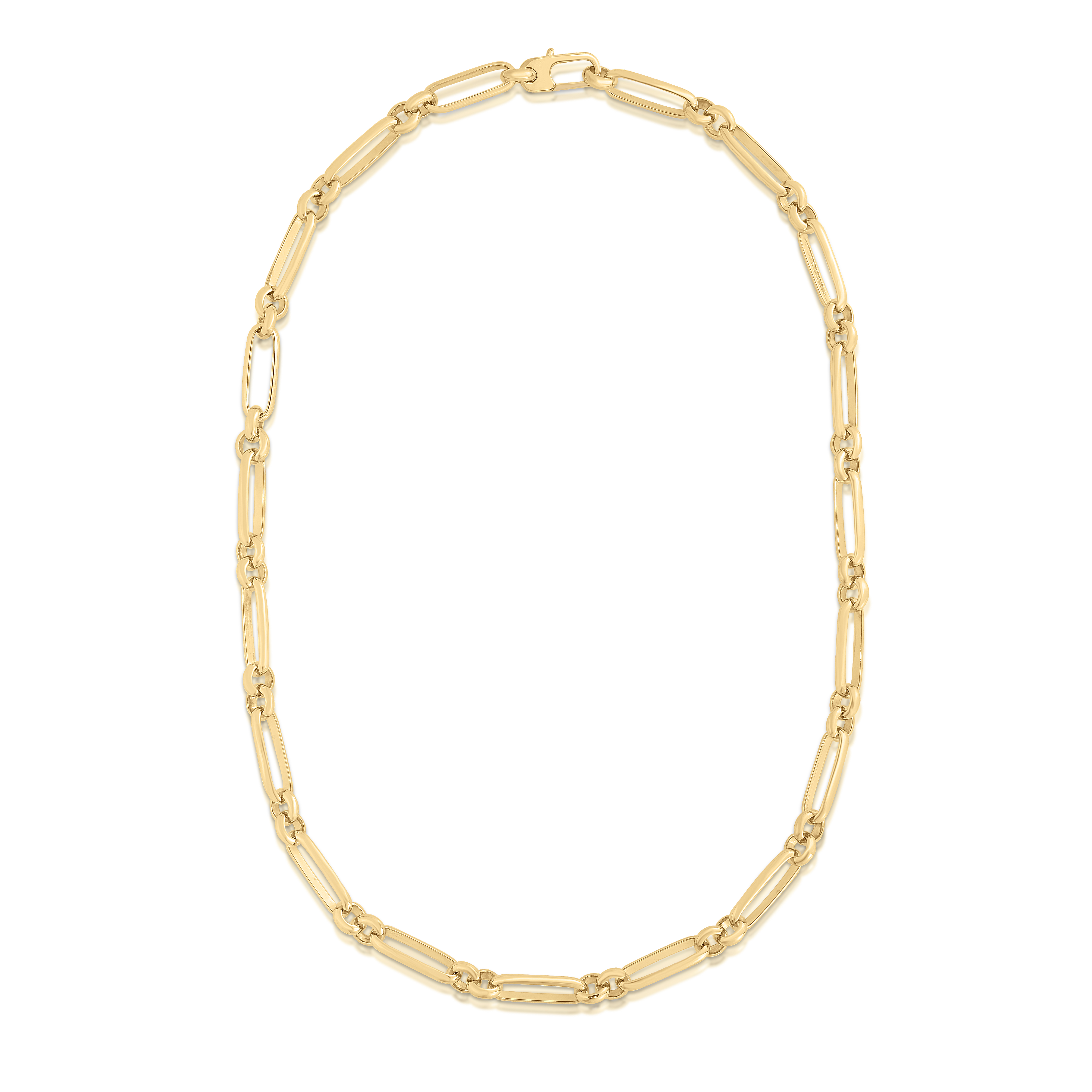18k Yellow Designer Gold Mixed Link Necklace