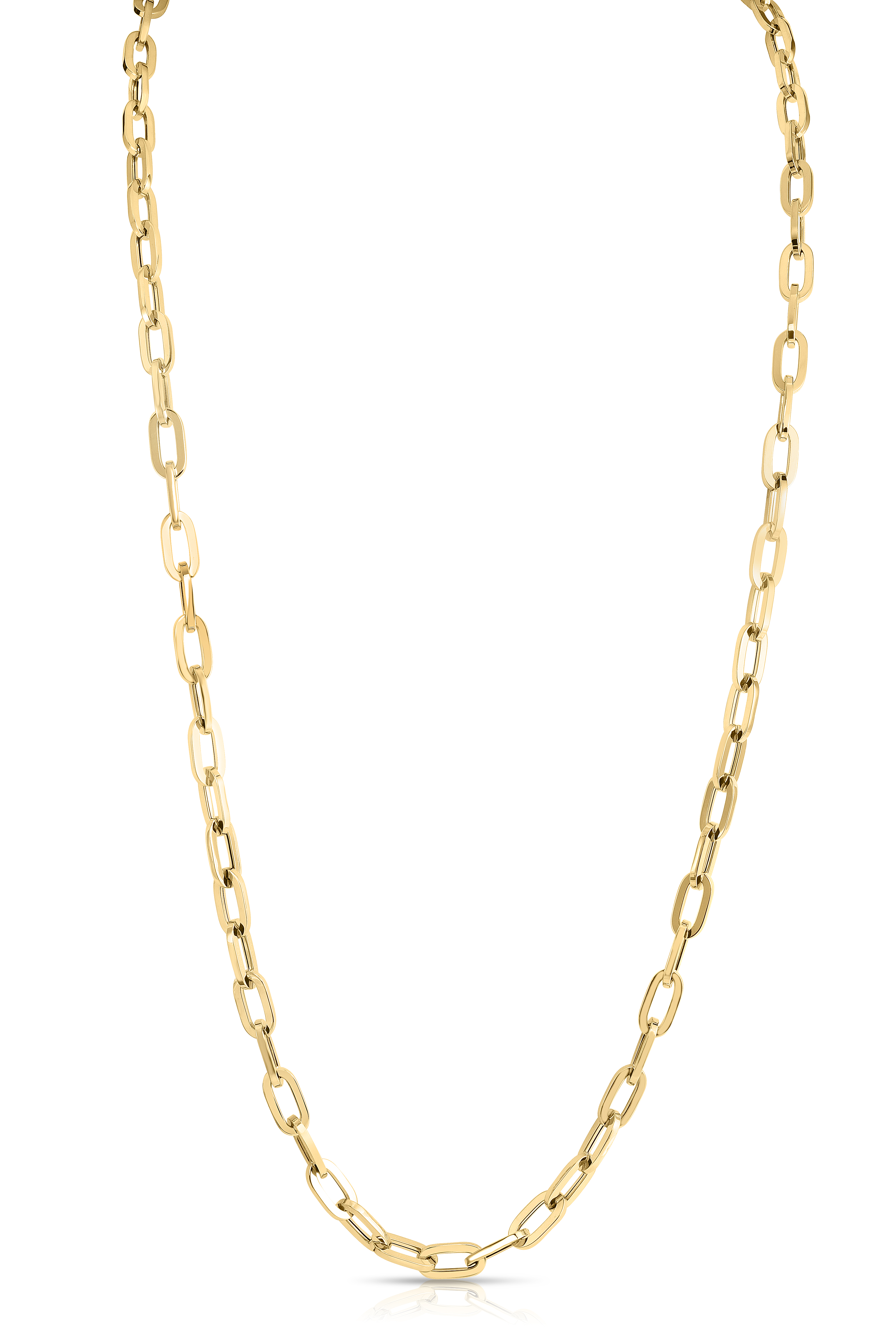 18k Yellow Designer Gold Heavy Gauge Paperclip Link Necklace