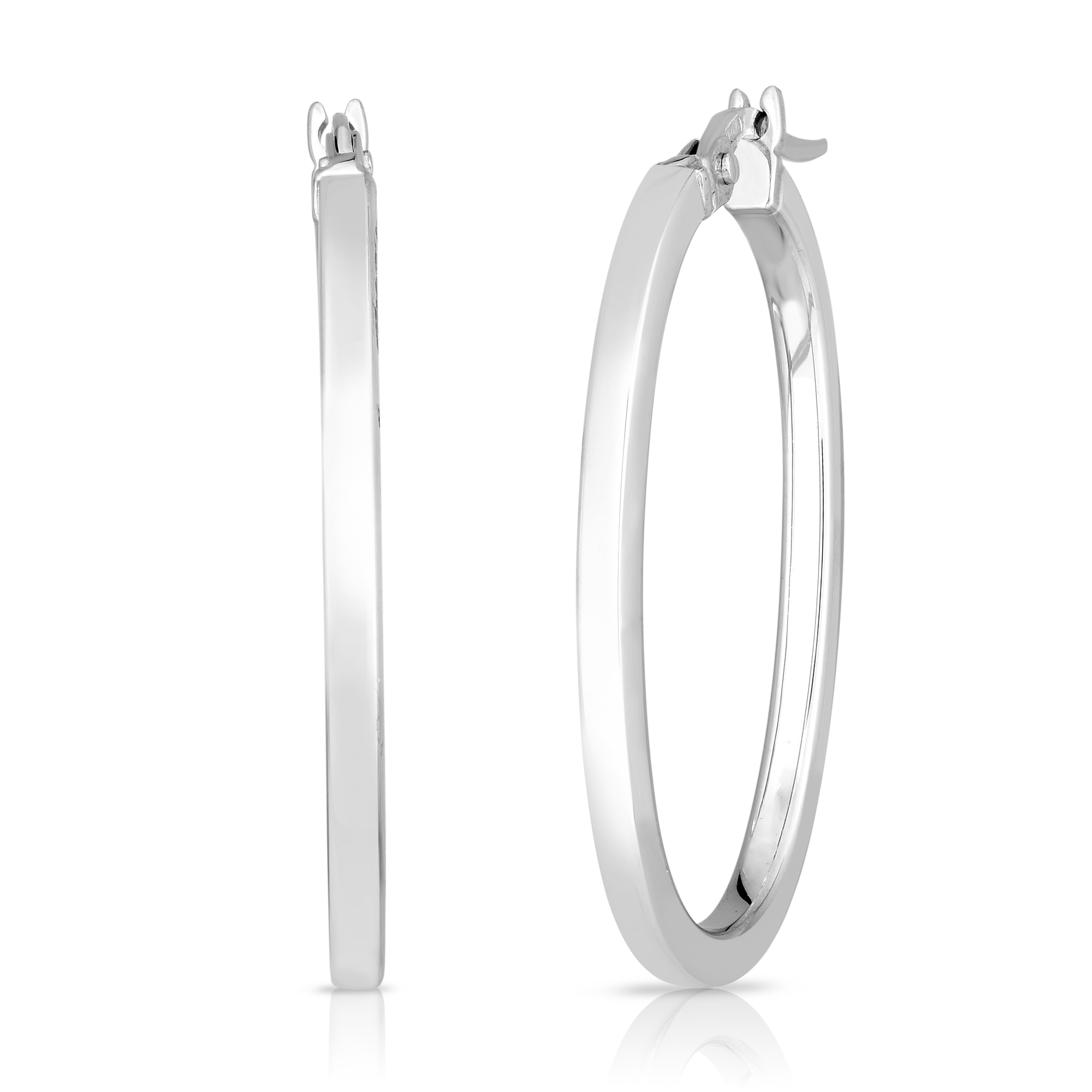 18k White Gold The Perfect Hoop® Small Square Edged Oval Earrings
