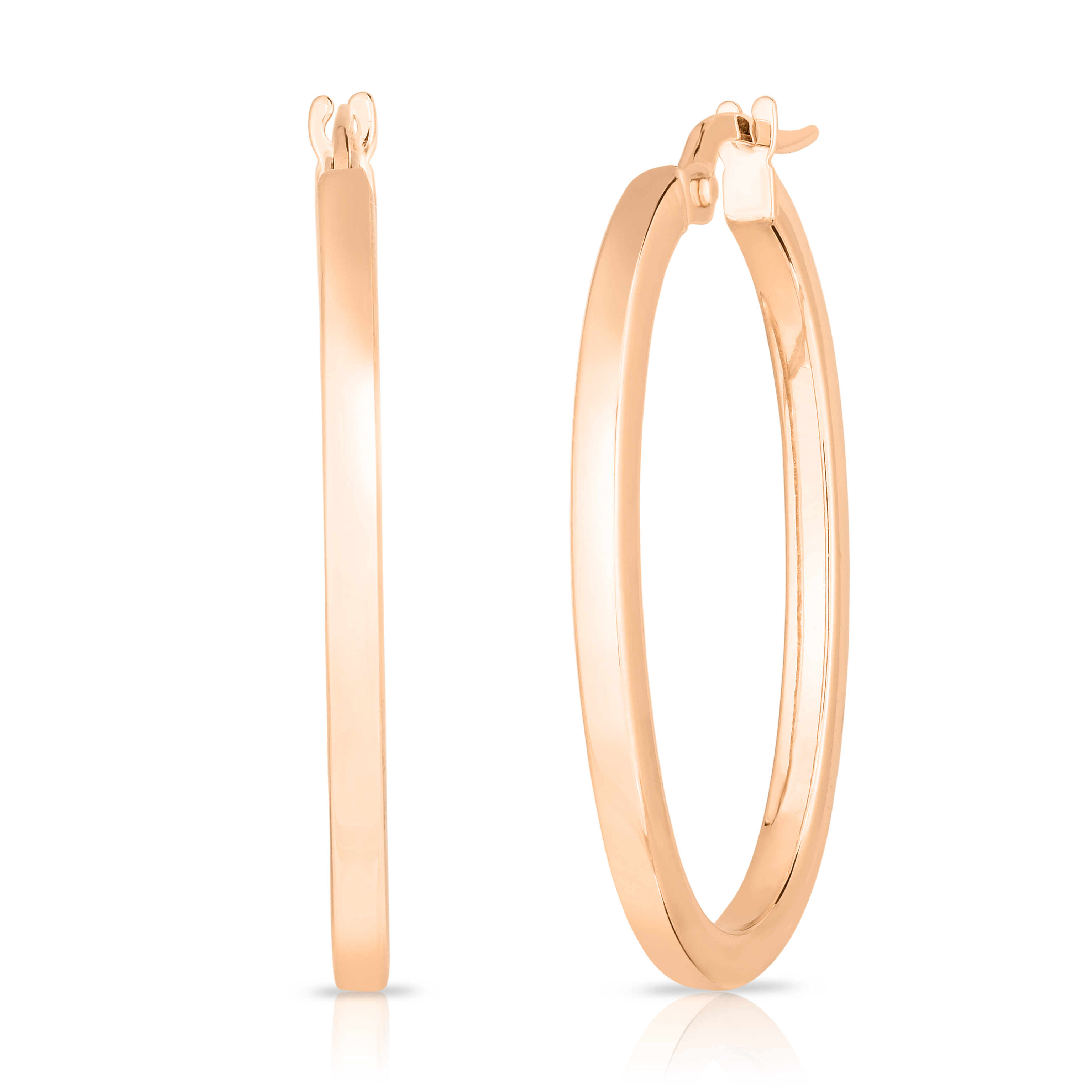 18k Rose Gold The Perfect Hoop® Small Square Edged Oval Earrings