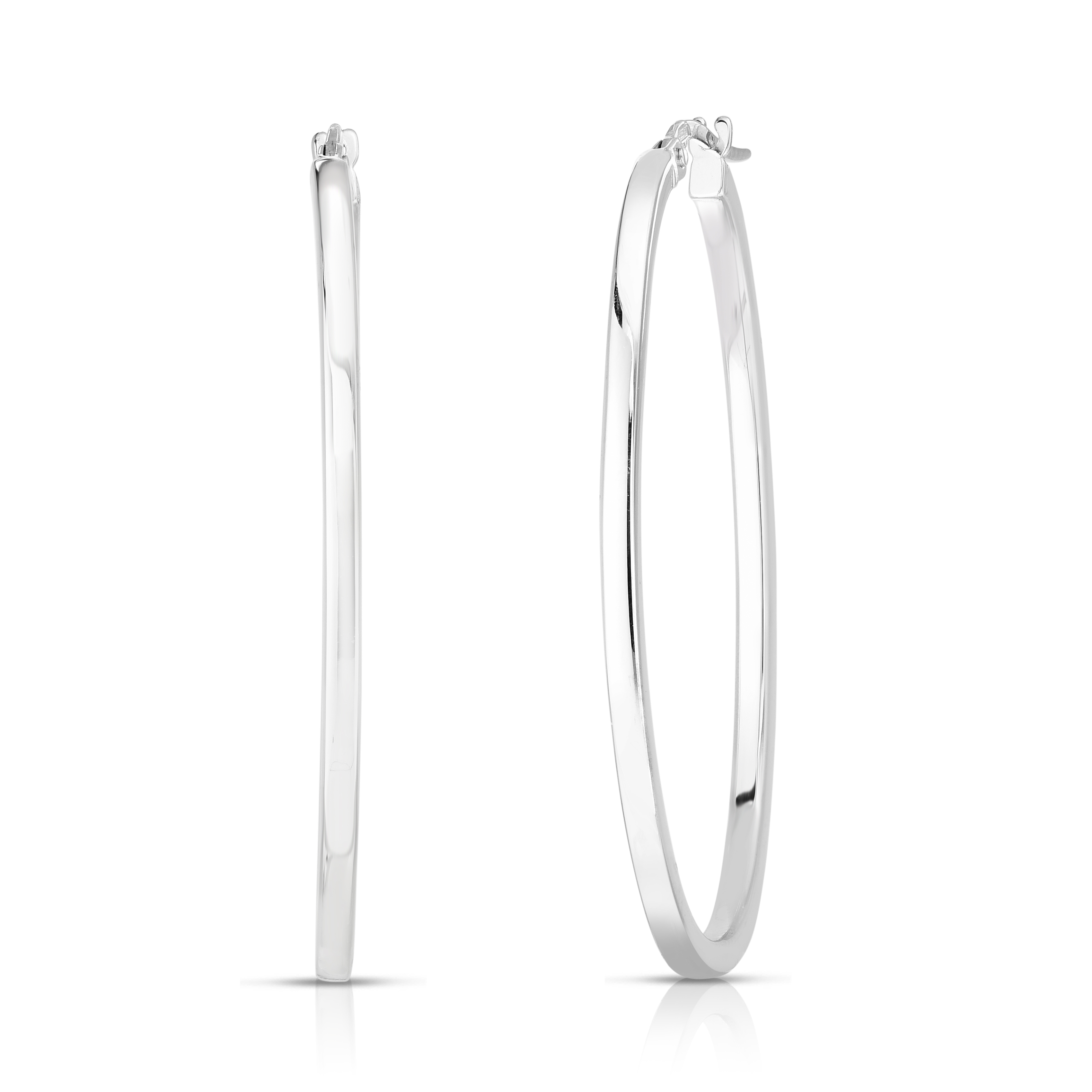 18k White Gold The Perfect Hoop® Large Square Edged Oval Earrings